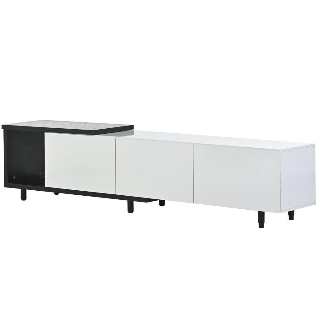 U-Can  70.1''-100'' Modern Stylish ExtendableTV Stand  TV Cabinet for 80+inch TV, Black+White (Old SKU: WF299723AAK)