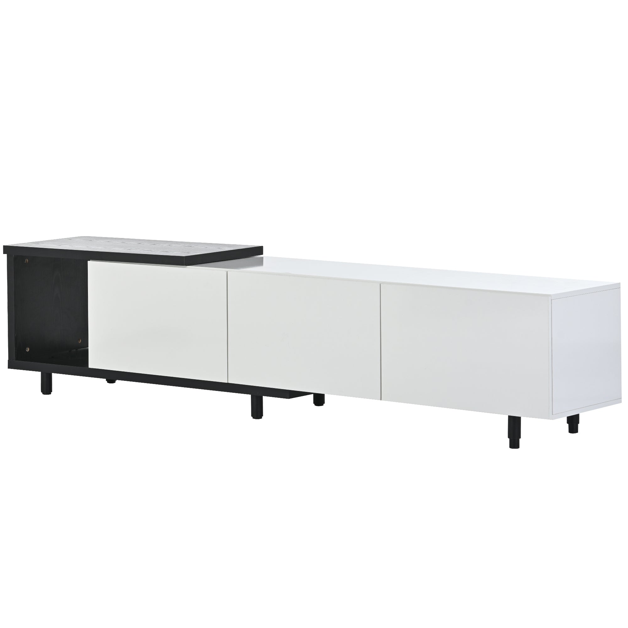 U-Can  70.1''-100'' Modern Stylish ExtendableTV Stand  TV Cabinet for 80+inch TV, Black+White (Old SKU: WF299723AAK)