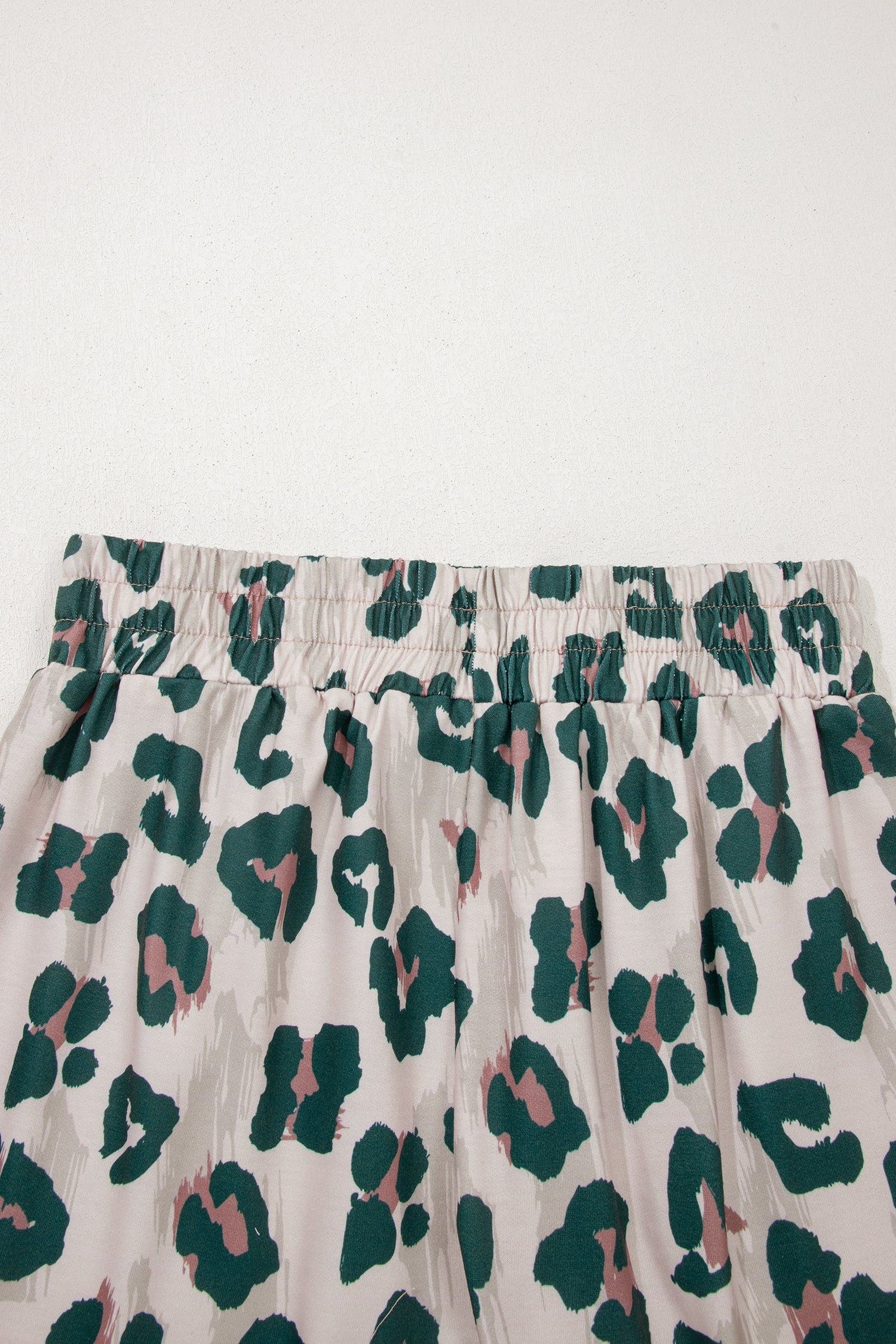 Leopard Contrast Trim Top & High Waist Shorts Set