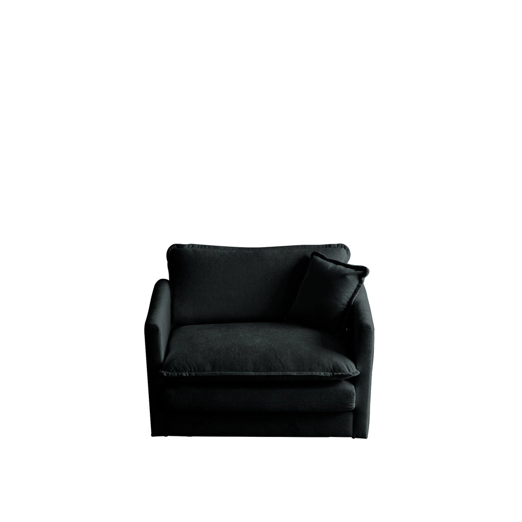 3 Piece Sofa Set with Arm Pillows and Toss Pillows , Sofa Set Include 2- Piece of Arm Chair and One 2-seat Sofa, Space Saving Casual Sofa Set for Living Room, Black Chenille
