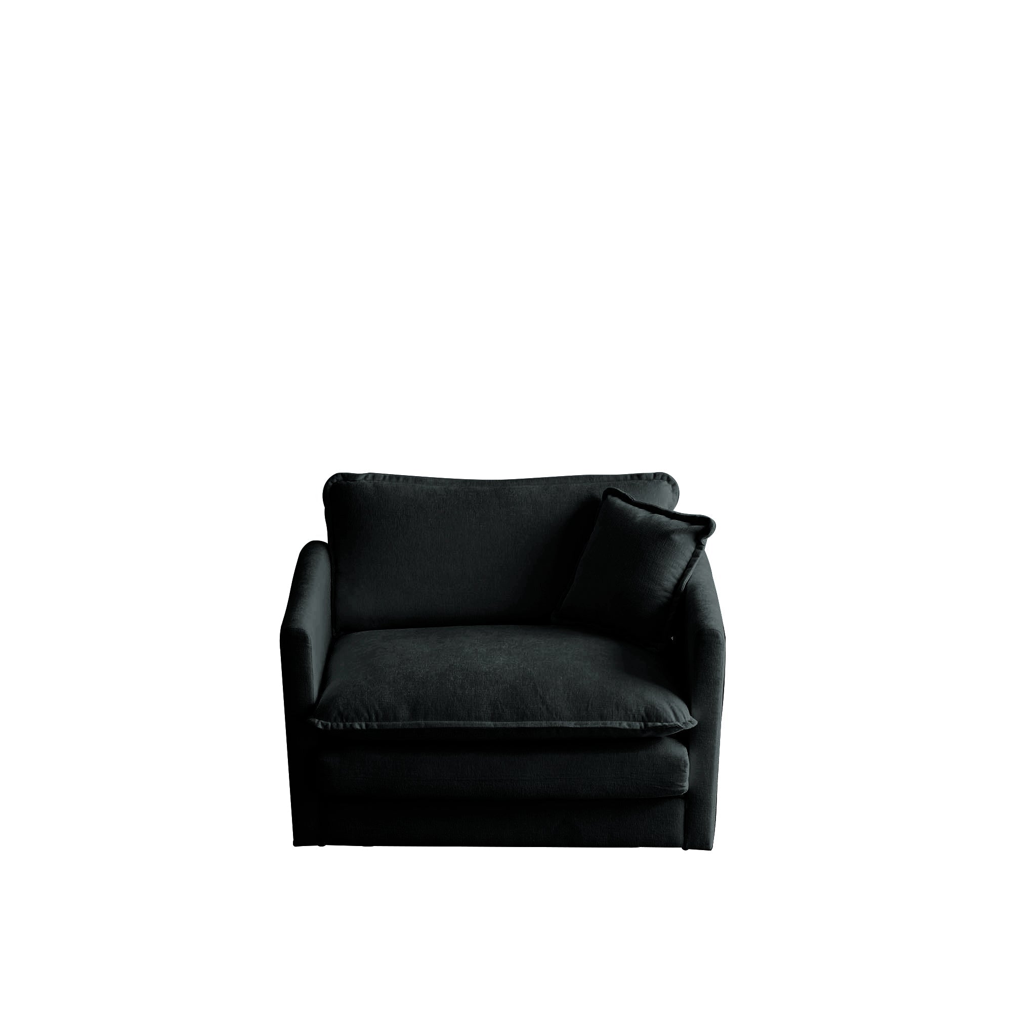 3 Piece Sofa Set with Arm Pillows and Toss Pillows , Sofa Set Include 2- Piece of Arm Chair and One 2-seat Sofa, Space Saving Casual Sofa Set for Living Room, Black Chenille
