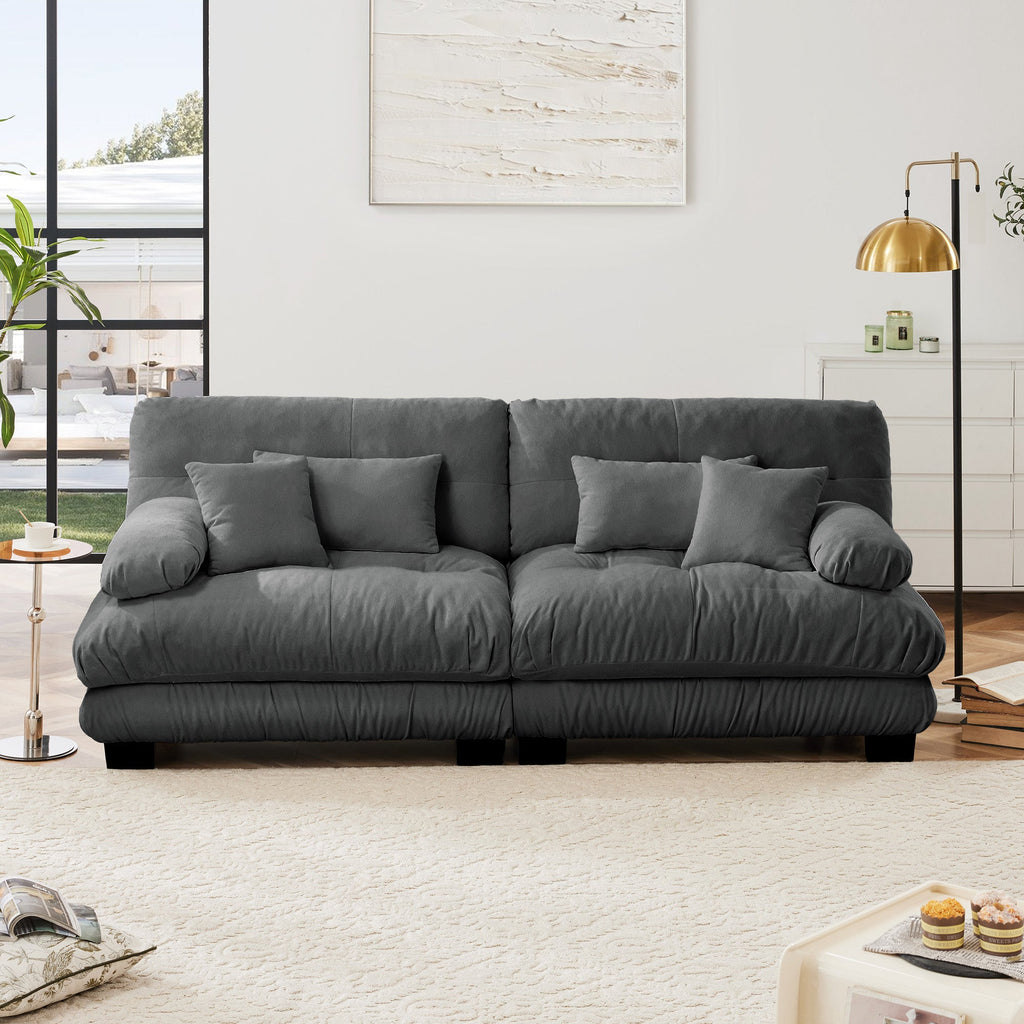 Cloud Couch 2 Seater Sofa for Living Room, Chenille 2 - Seat sofa with 2 Lumbar pillows and 2 throw pillows,Chenille Gray