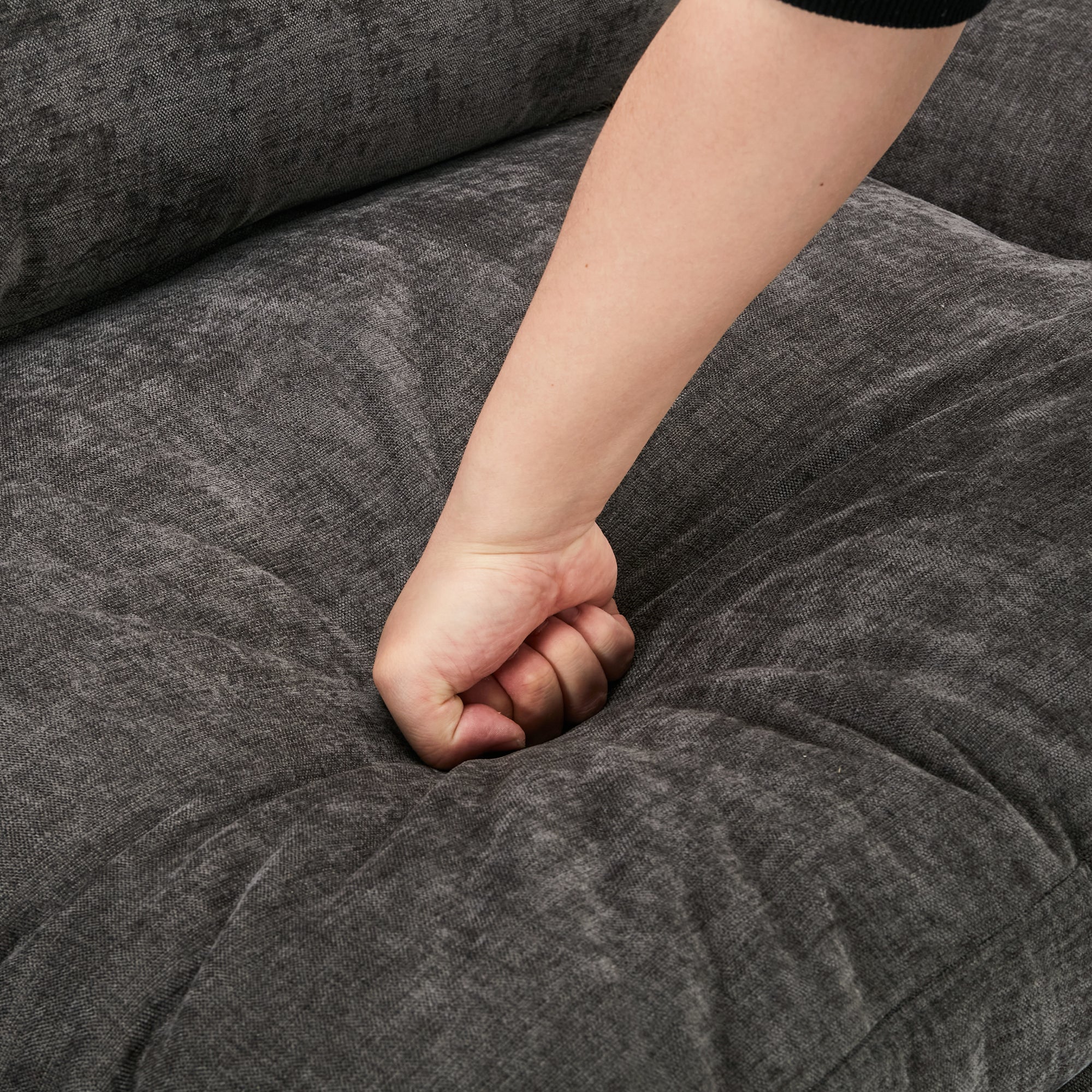 Cozy Upholstered Oversized 3-Seater Cloud Sofa with Double Cushion in Grey Chenille