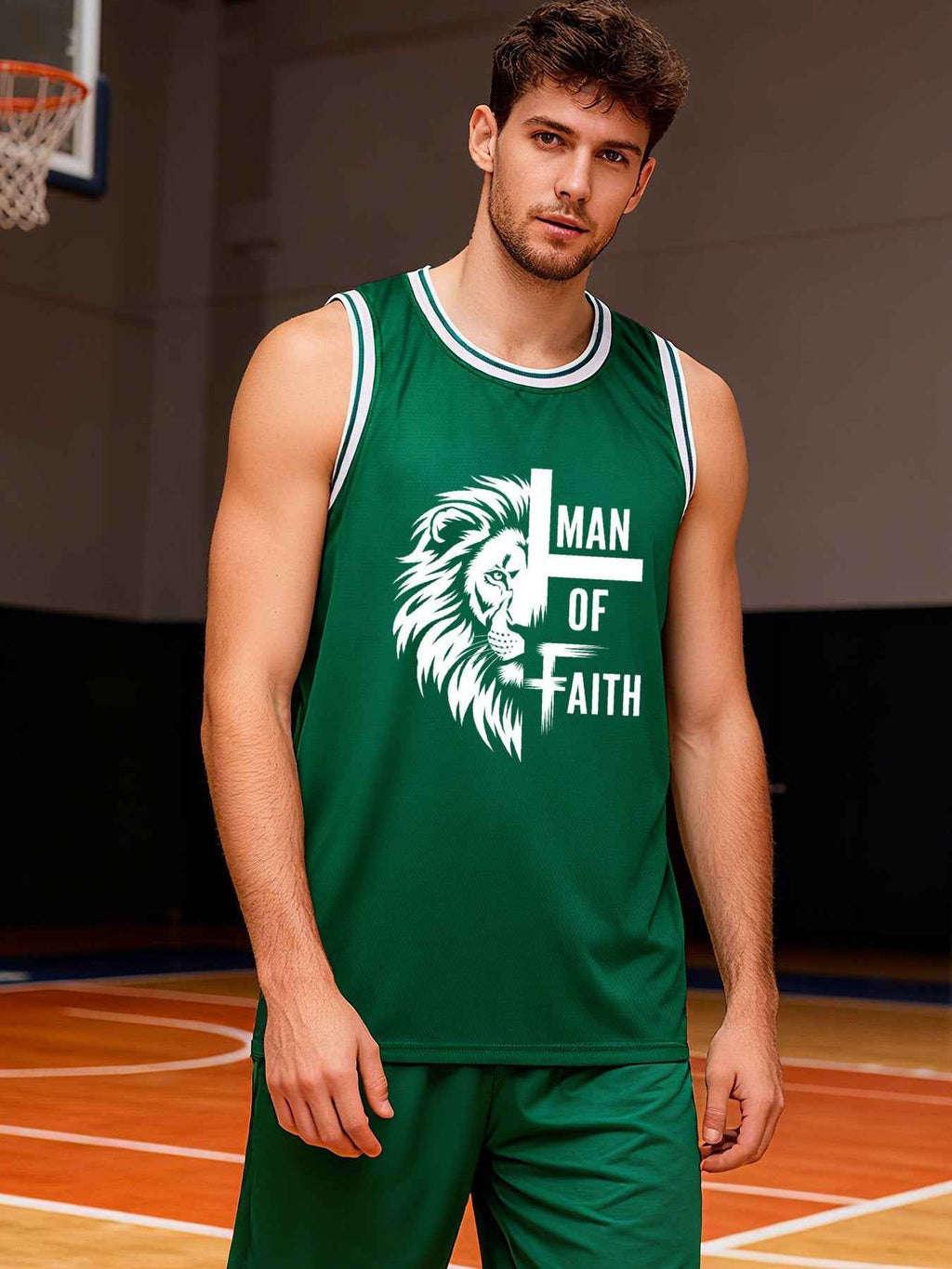 Man of Faith Adult Green Basketball Jersey | Ships From USA