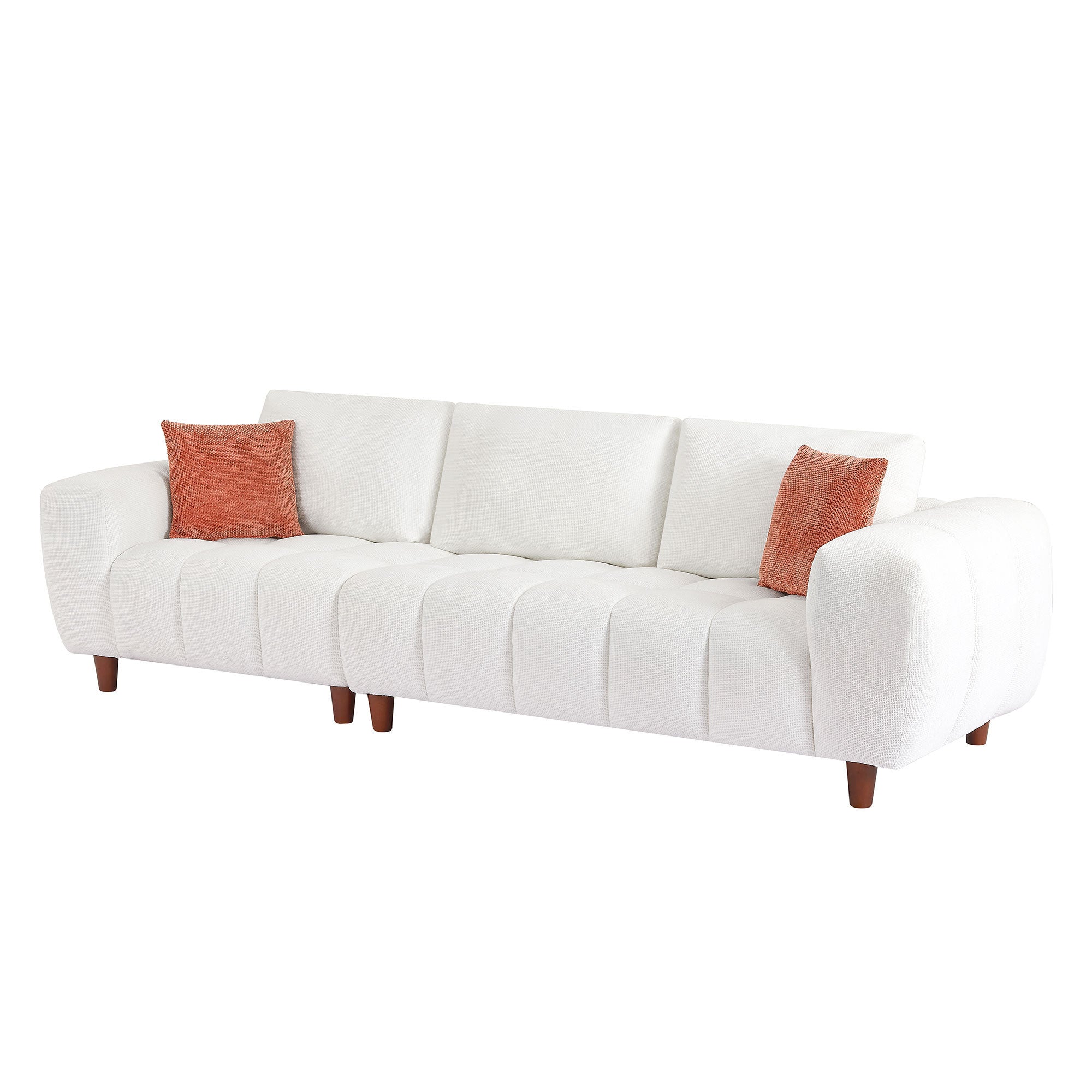 (without ottman) 111.81 Inch Sectional Sofa Couch,Sofa with Fabric Couch,Modern Design Cream Style Marshmallow Sofa for Living Room and Office,White