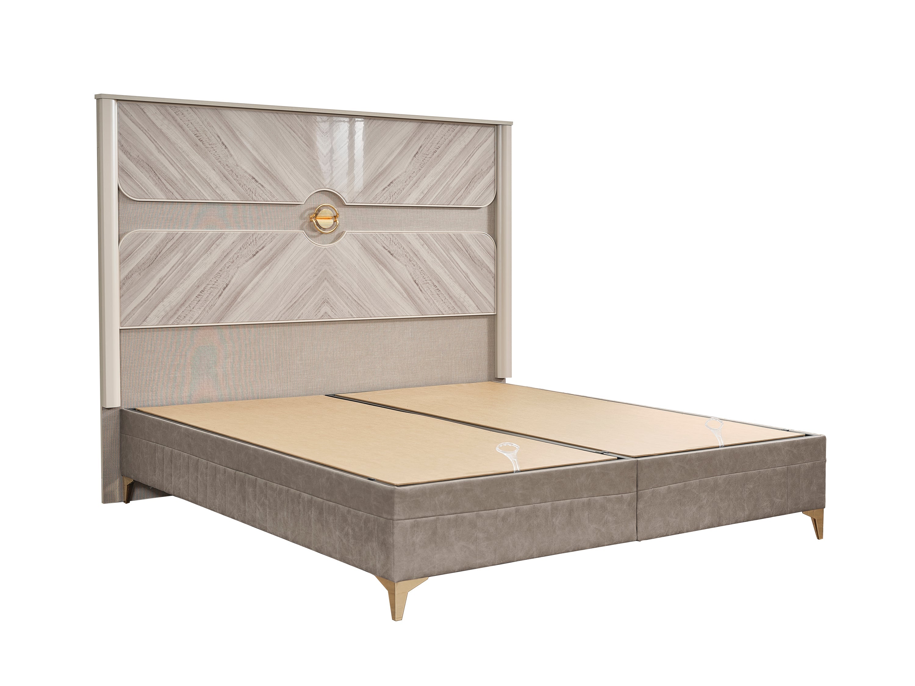 Eternity Traditional Style 5 Pc King Bedroom Set Made with Wood and Gold Accents in Beige(CA INVENTORY)
