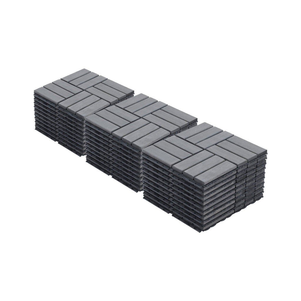 Acacia Wood Interlocking Deck Tiles Checker Pattern For Outdoor Flooring