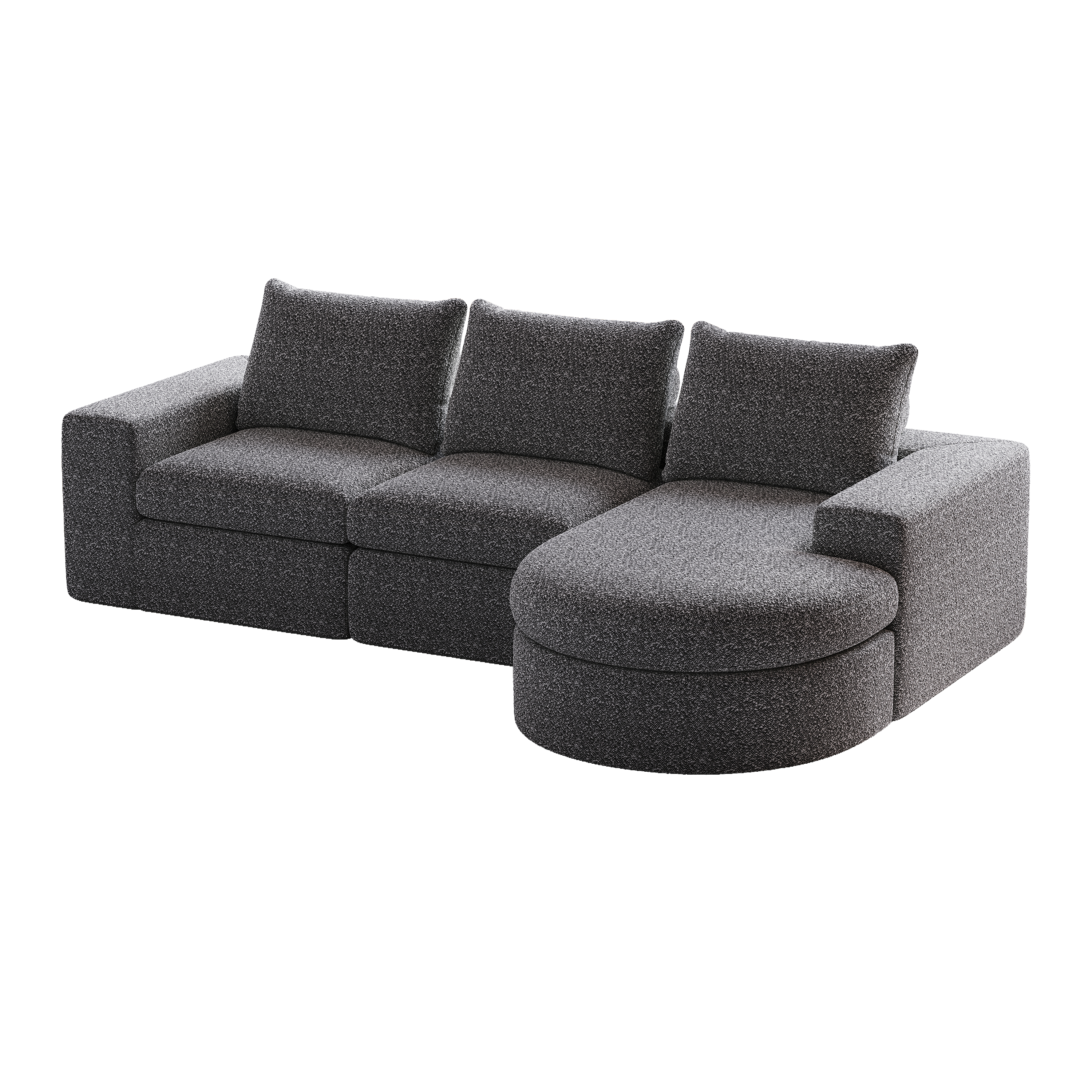 99-Inch Chenille Cloud Curved Sectional Sofa with Chaise, L-Shaped Modern Boneless Couch with Deep Seats, Chenille Sectional Sofa for Living Room and Bedroom, No Assembly Required