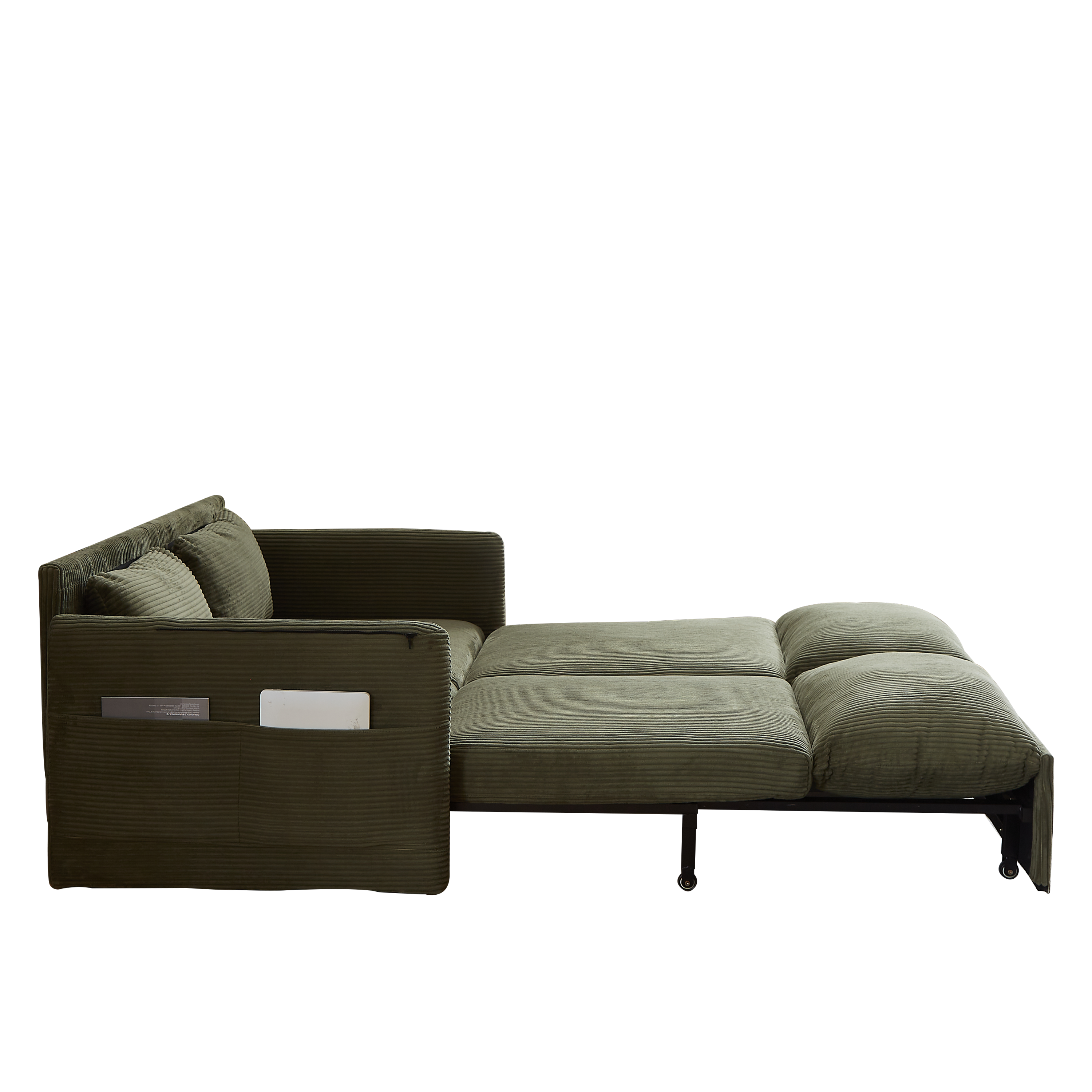 MH'' 64.5 Inch Sleeper Sofa Bed  3-in-1 Adjustable Sleeper with Pullout Bed   2 Pillows and Side Pockets  Soft Corduroy Convertible Sleeper Sofa Bed for Living Room Bedroom Apartment Office