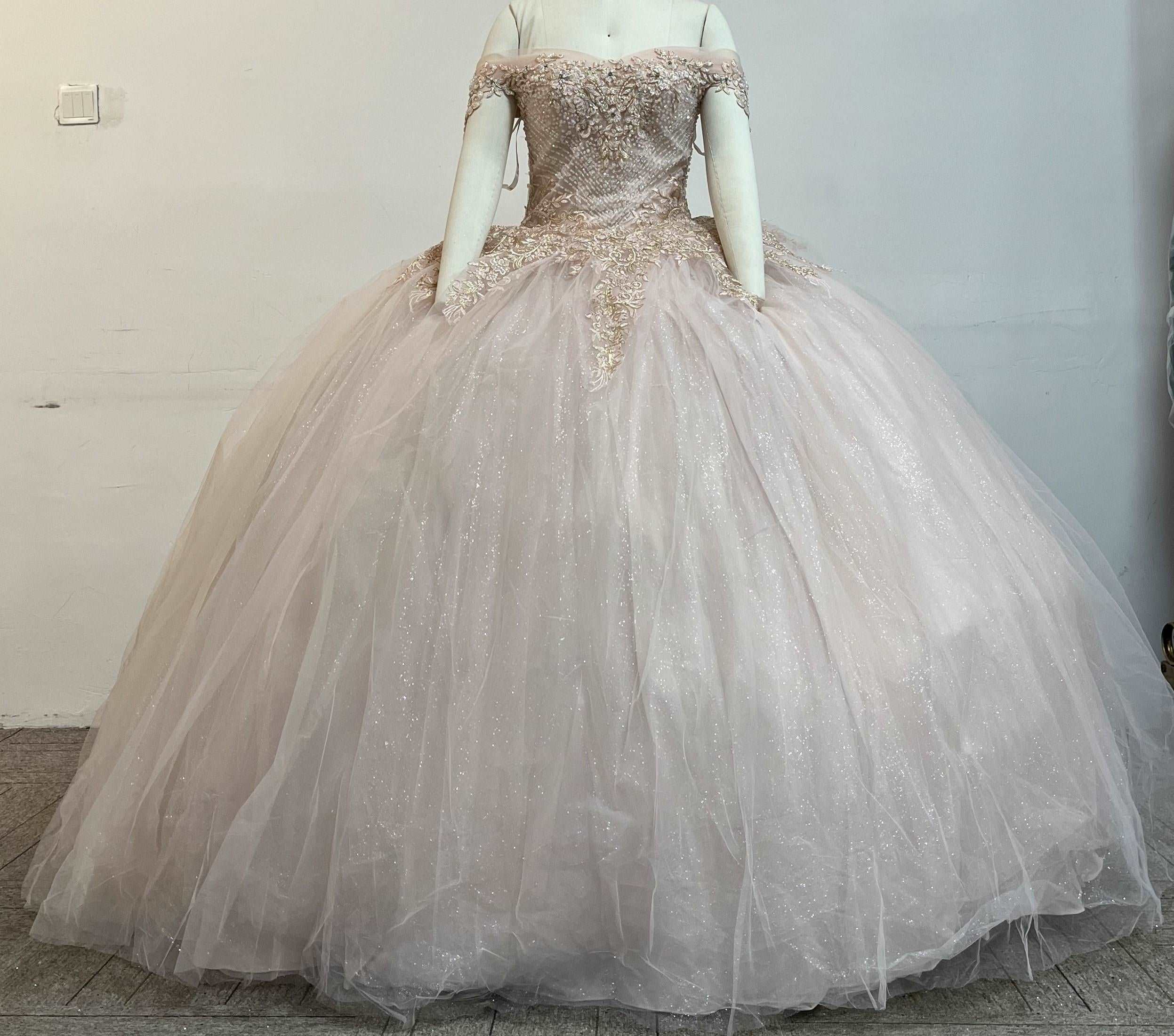(LIVE 11) Crystal Beading and Sequin Glitter Tulle Quinceanera Dress plain mature bodycon party blue dress quince square neck plain