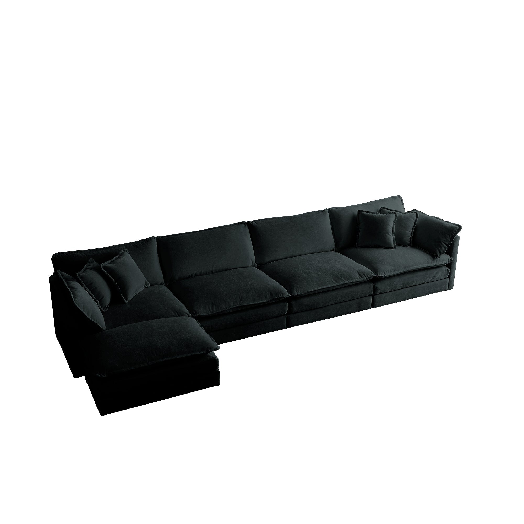Modular Sectional Sofa for Living Room,U Shaped Couch 5 Seater Convertible Sectional Couch with 1 Ottoman ,Black Chenille