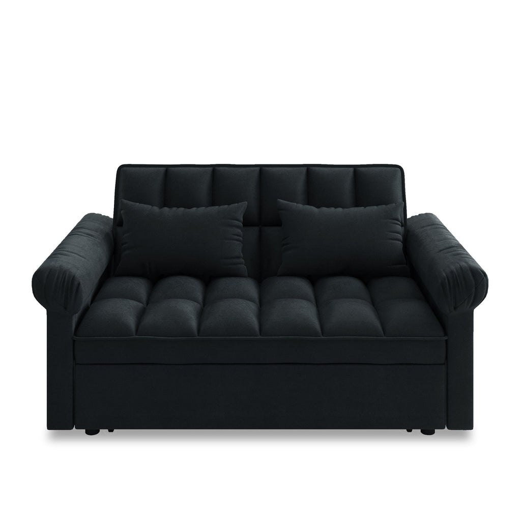 Loveseats Sofa Bed with Pull-out Bed,Adjsutable Back-Black