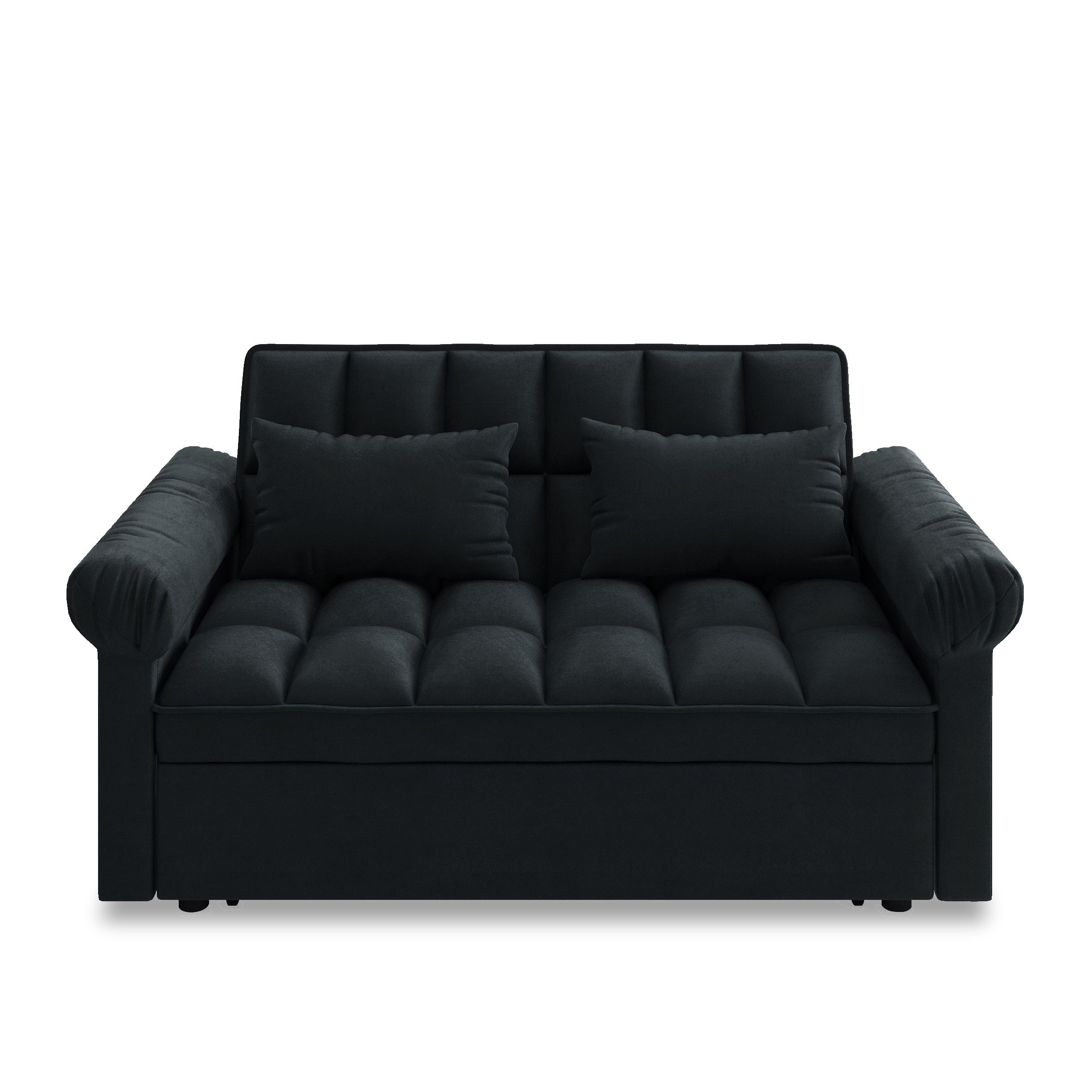Loveseats Sofa Bed with Pull-out Bed,Adjsutable Back-Black