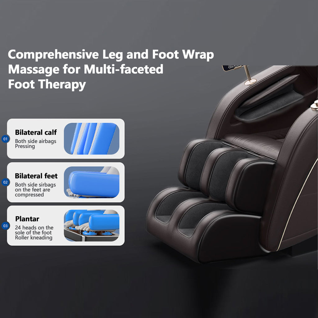 'Luxury Meets Technology! Zero Gravity Massage Chair with SL-Track, Shiatsu, Heated Back & Calves, Foot Rollers, Built-in Speakers & Smart LCD Control – Elevate Your Home or Office Comfort!'
