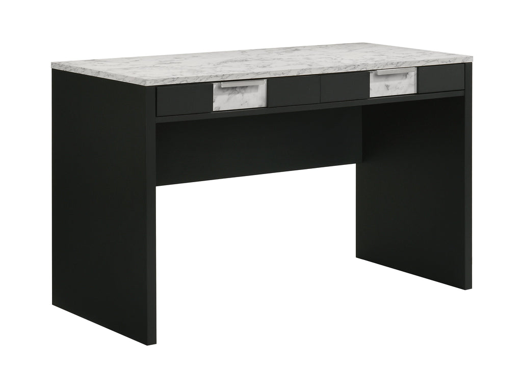 1pc Modern Desk Elegance Black Base Stunning Marble Storage Two Drawers Wooden Home Office Furniture White Black