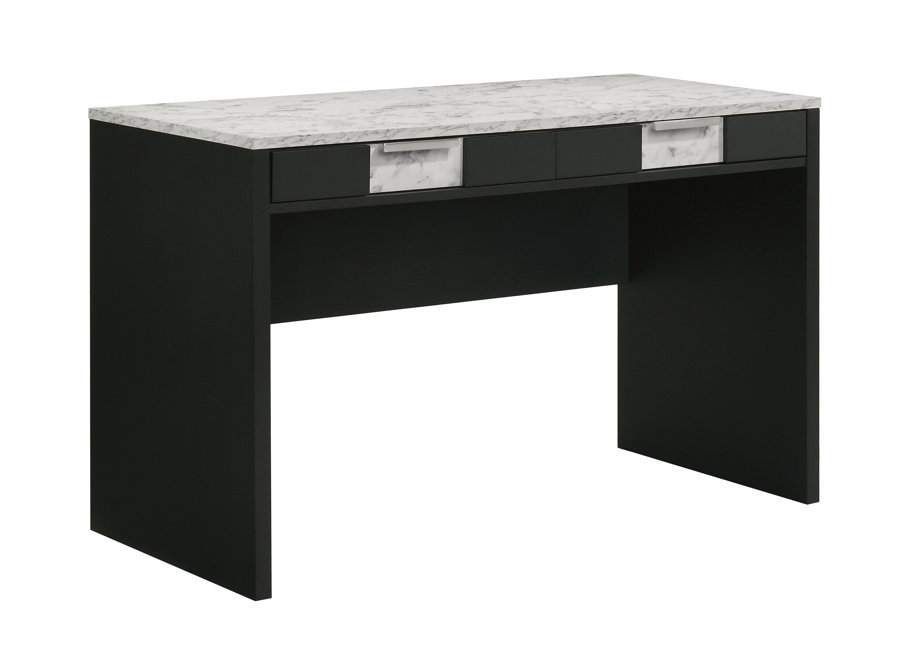 1pc Modern Desk Elegance Black Base Stunning Marble Storage Two Drawers Wooden Home Office Furniture White Black