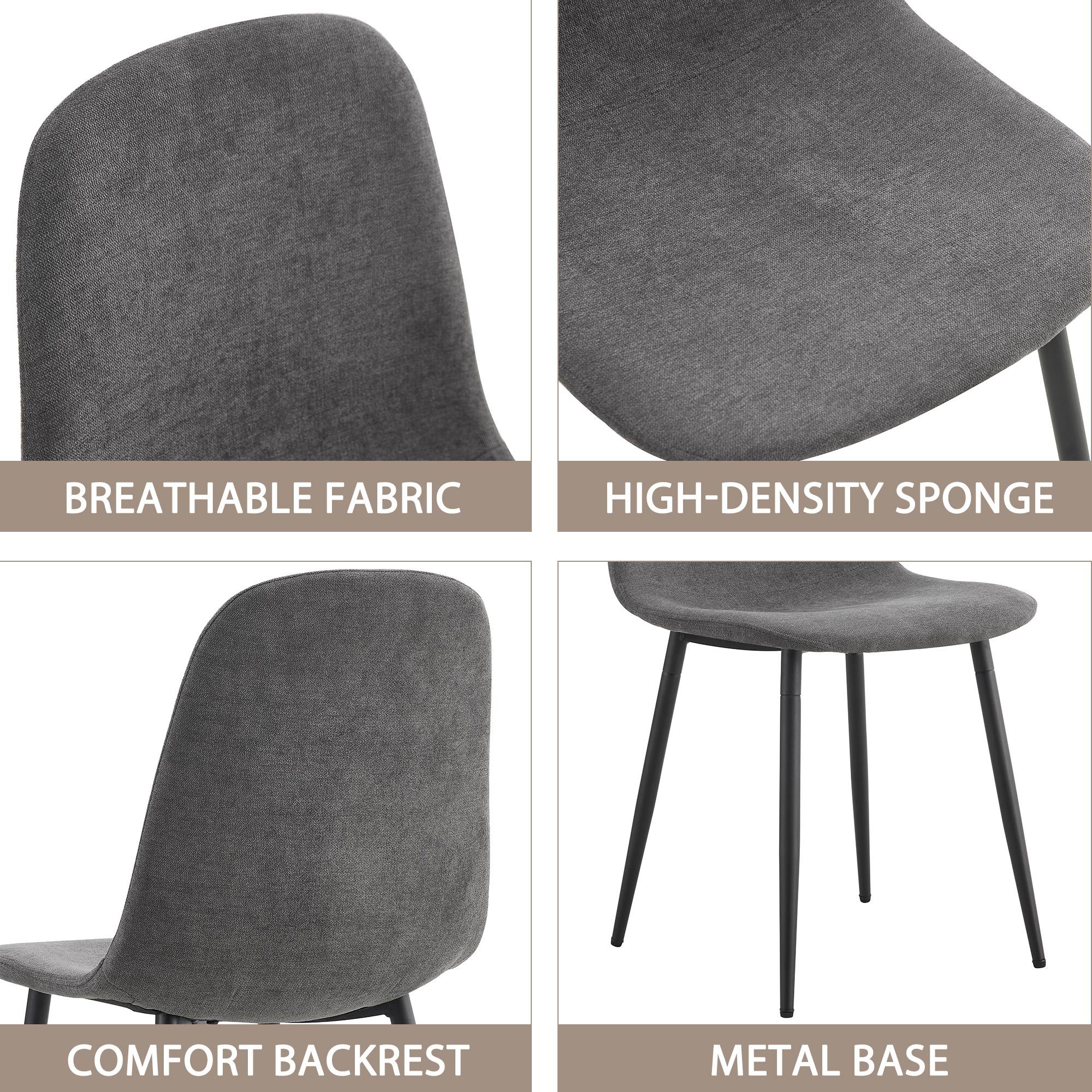 A set of 4 modern medieval style restaurant cushioned side chairs, equipped with soft cushions and black metal legs, suitable for kitchens, lounges, and farmhouses. B0501A