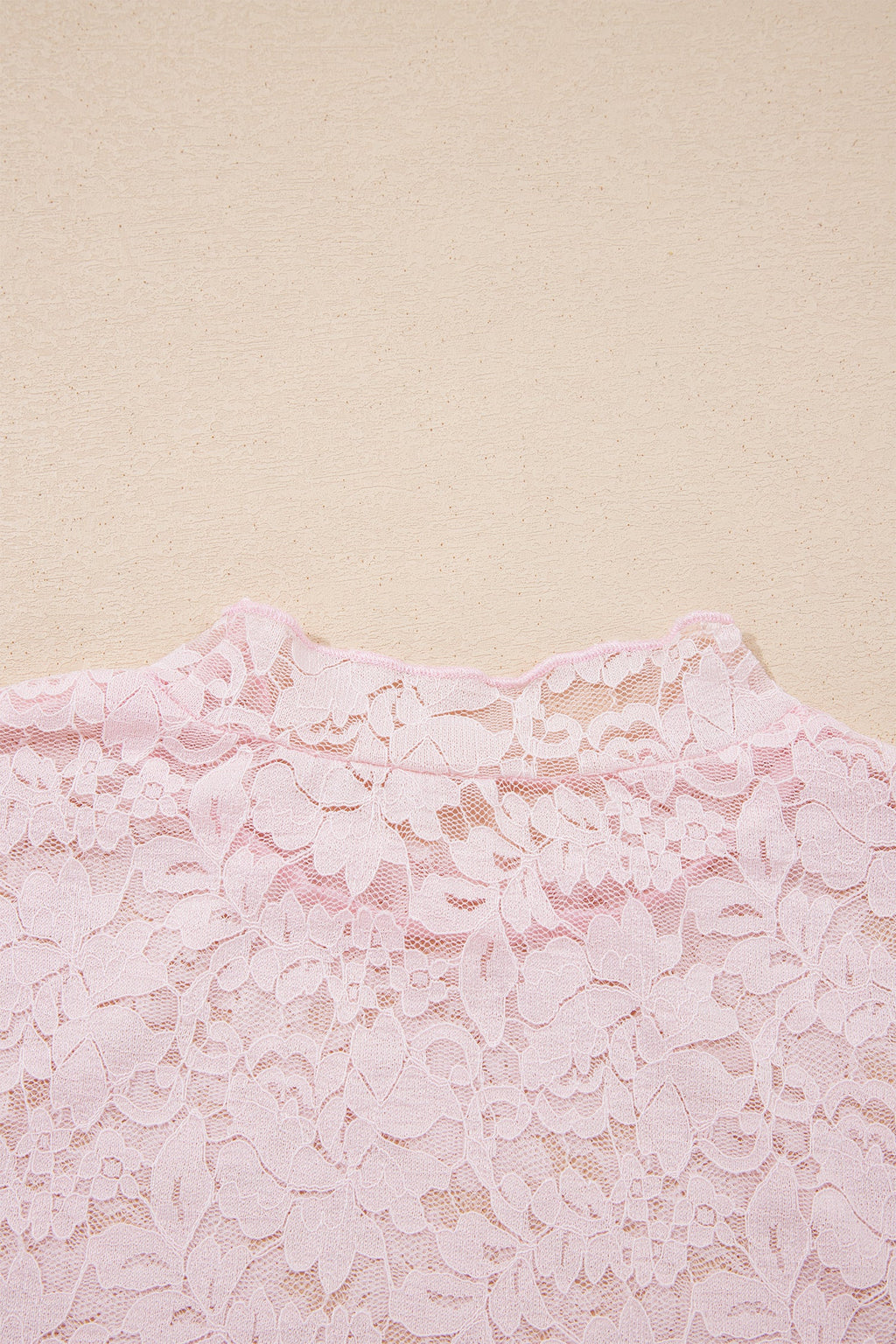 Floral Lace Long Sleeve Stand Neck Pullover Top