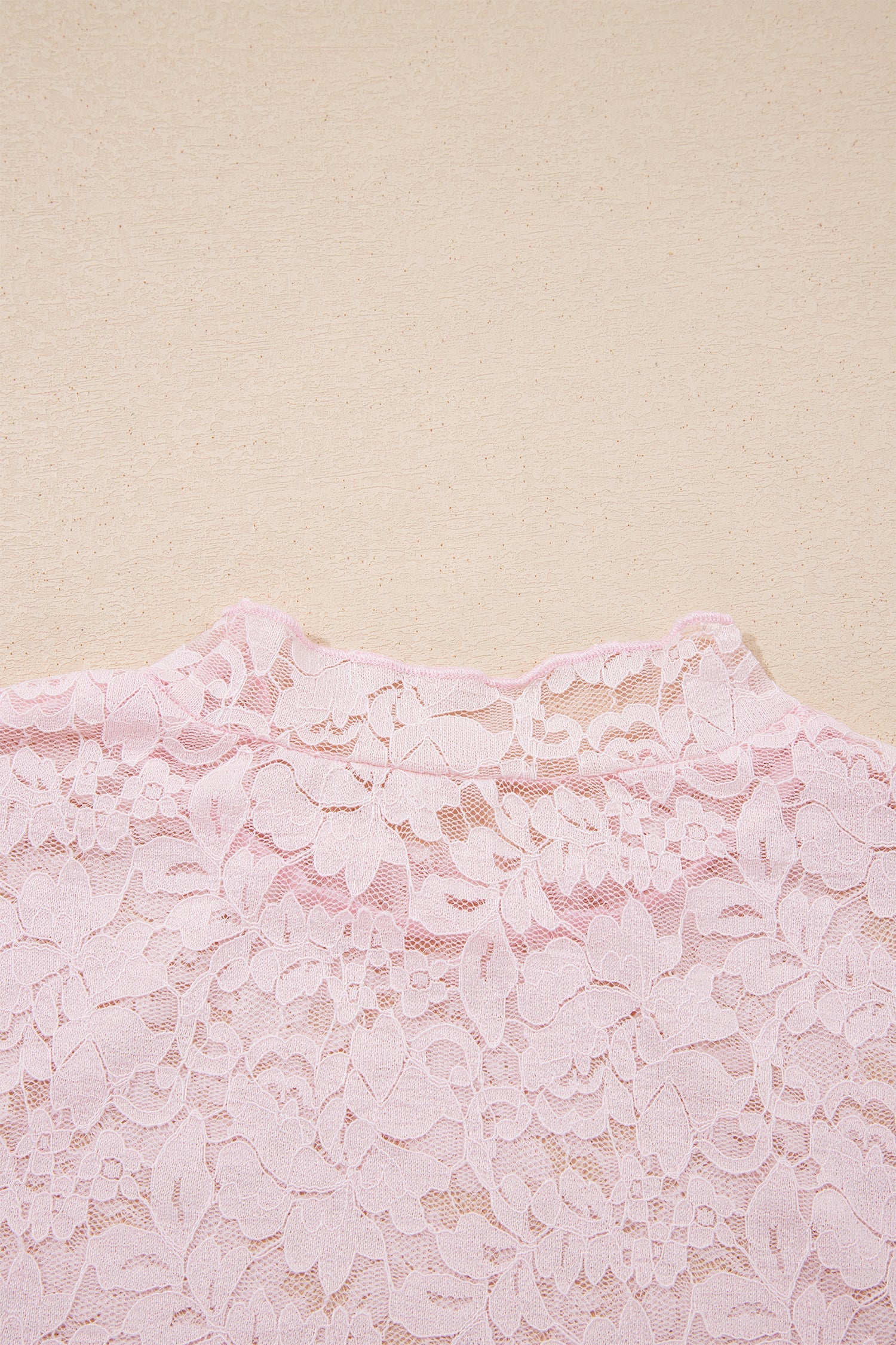 Floral Lace Long Sleeve Stand Neck Pullover Top