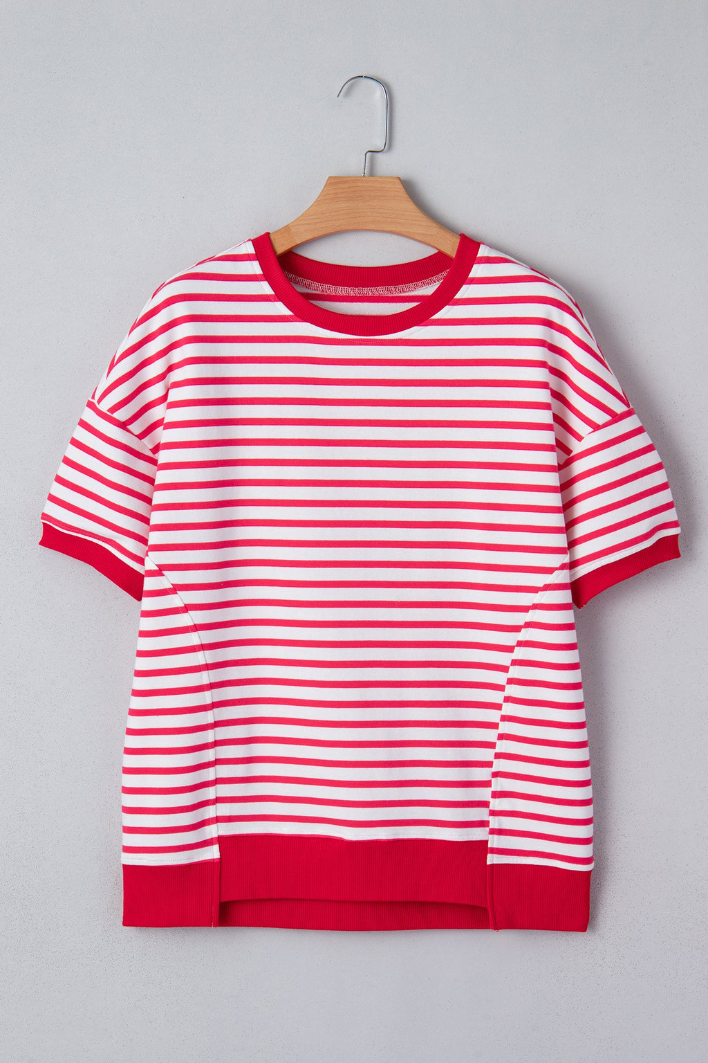 Stripe Drop Shoulder Half Sleeve T-Shirt
