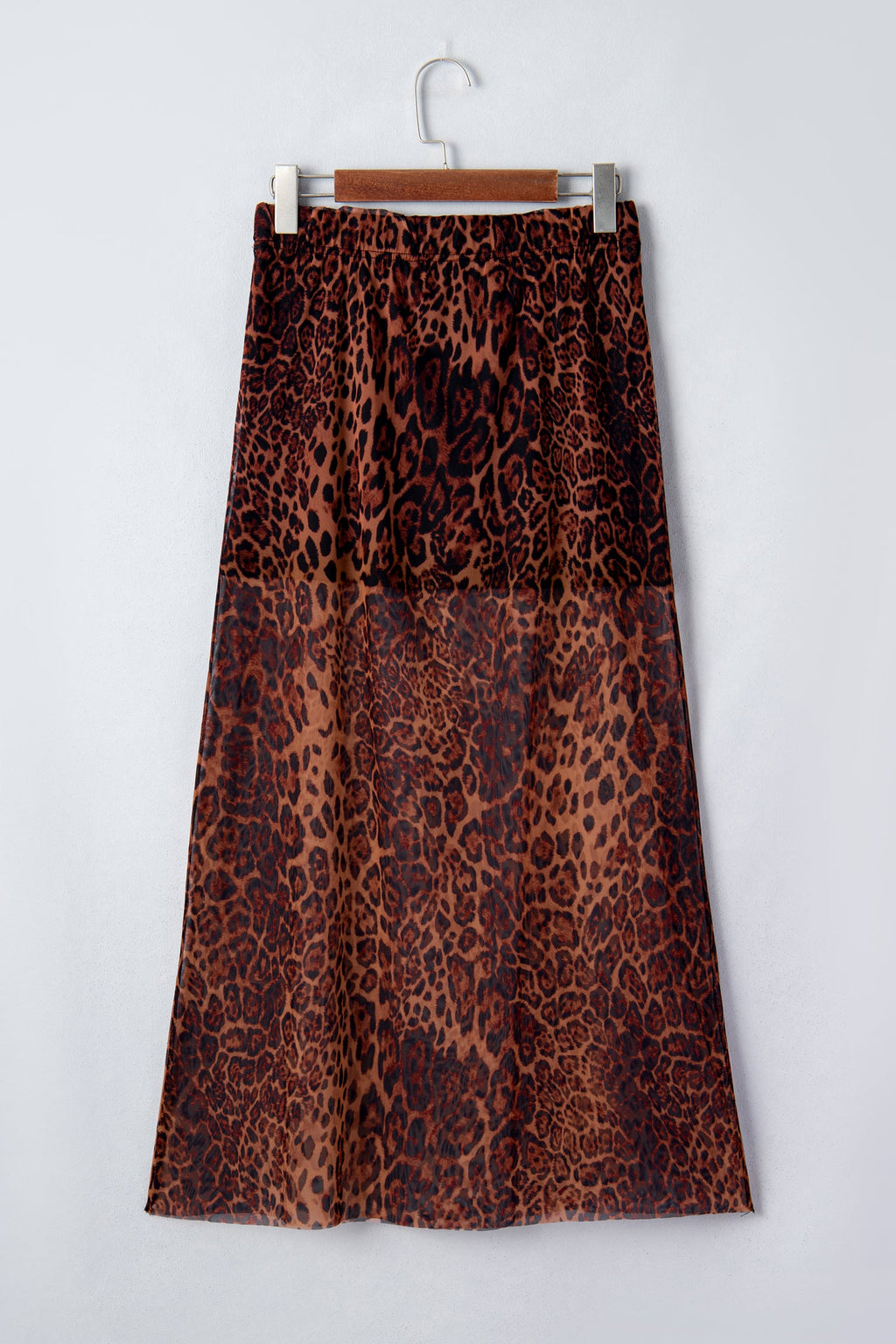 Leopard Mesh Sheer Maxi Skirt