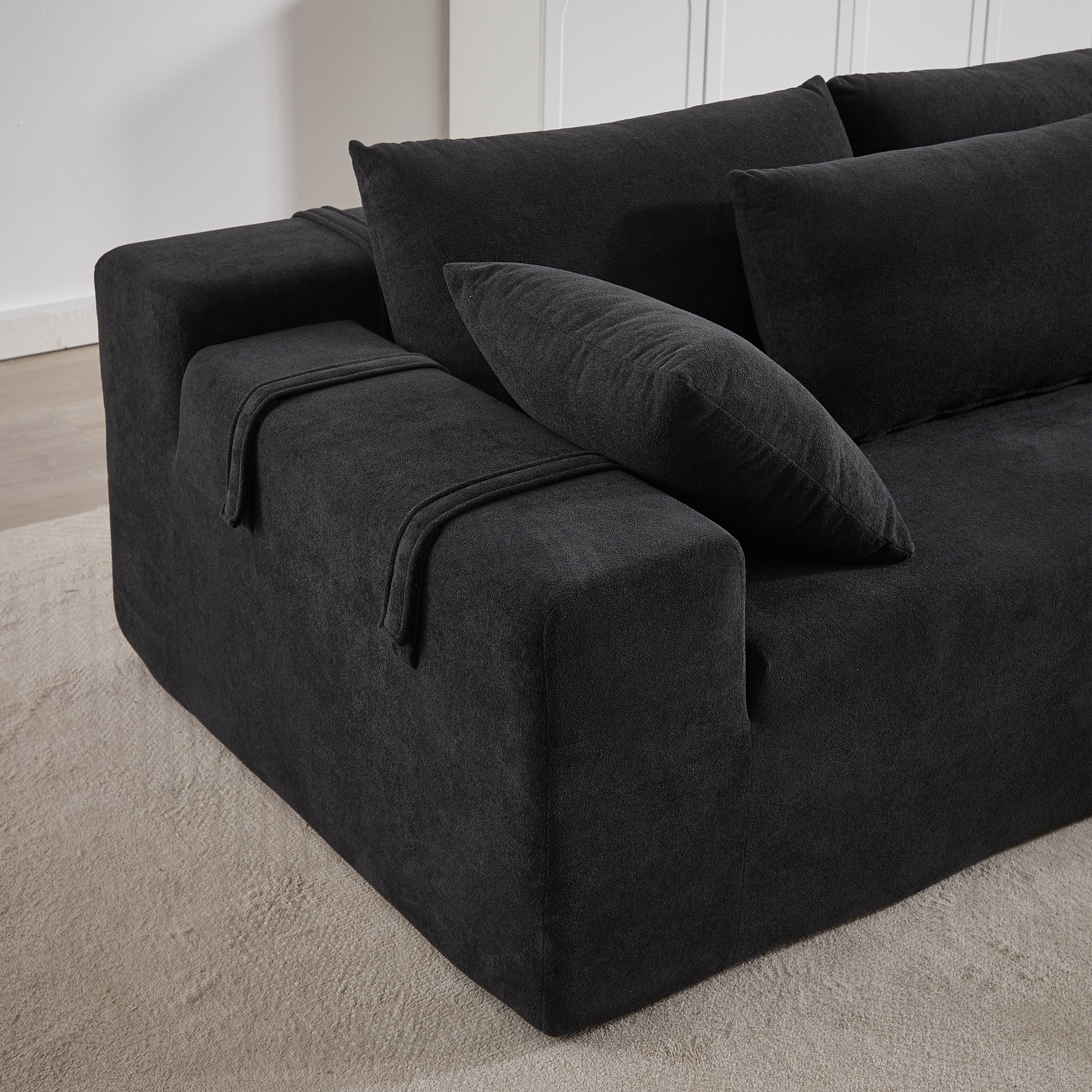 Modern Chenille Upholstered Sectional Sofa Couch Set,Modular 108' L Shaped Sectional Living Room Sofa Set With 6 Pillows,Free Combination Sofa Couch for Living Room,Bedroom(Right Chaise)W834P240010