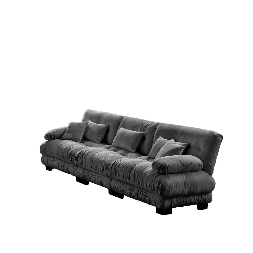Cloud Couch 2 Seater Sofa for Living Room, Chenille 2 - Seat sofa with 2 Lumbar pillows and 2 throw pillows,Chenille Gray