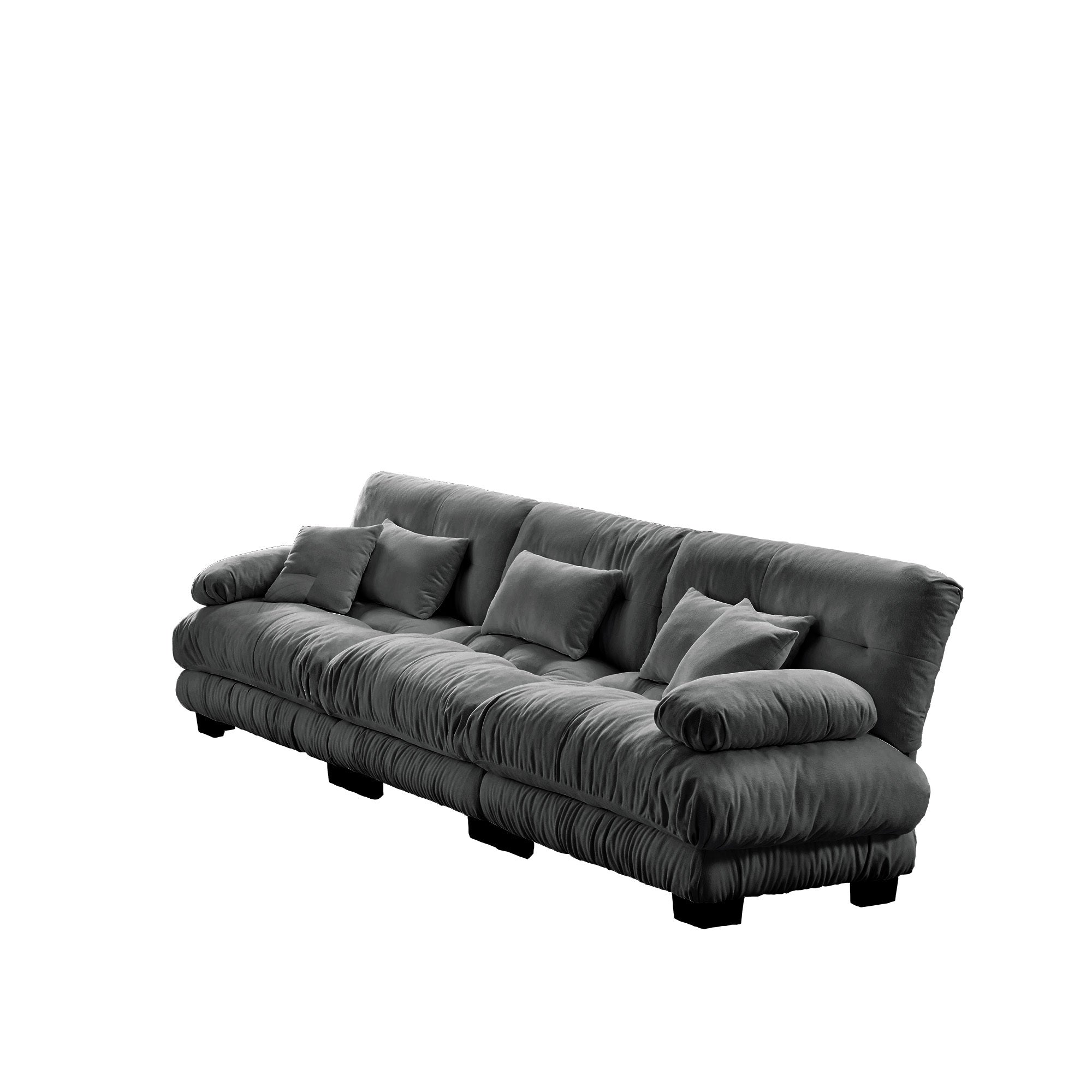 Cloud Couch 2 Seater Sofa for Living Room, Chenille 2 - Seat sofa with 2 Lumbar pillows and 2 throw pillows,Chenille Gray