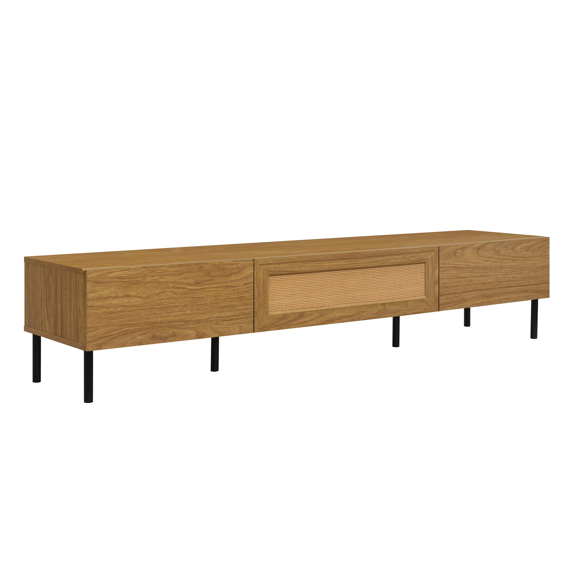 Boho TV Stand for TVs up to 80'' , Modern Farmhouse Media Console, Entertainment Center with Metal Legs, TV Cabinet for Living Room, Home Theatre