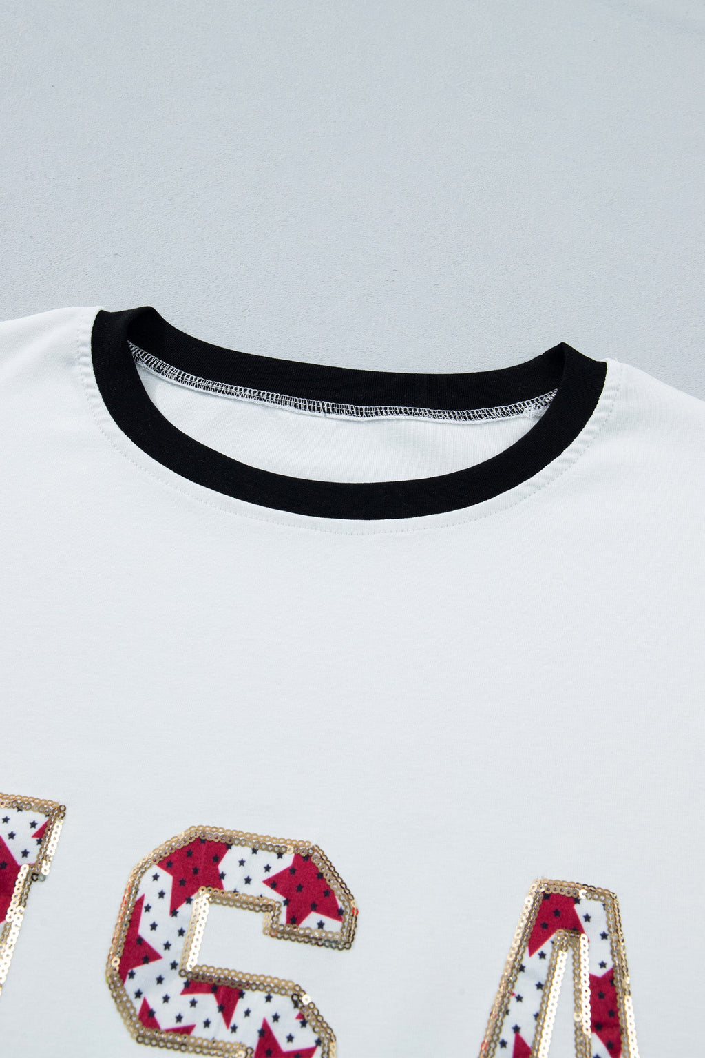 Sequin Star USA Patch Colorblock Trim T-Shirt