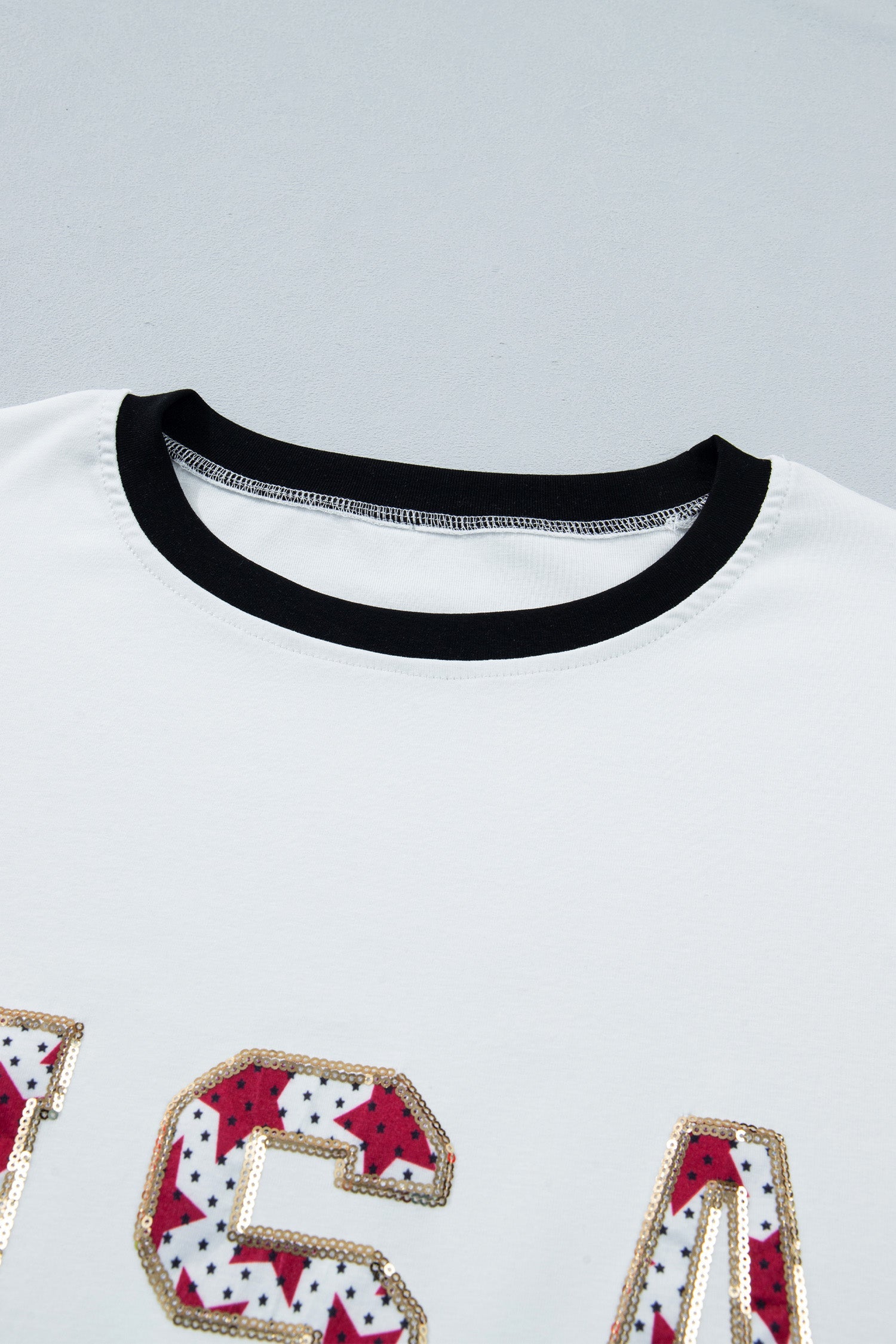 Sequin Star USA Patch Colorblock Trim T-Shirt