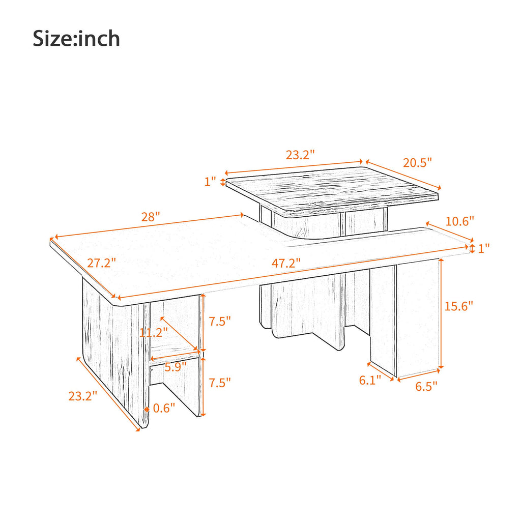 U-Can Set of 2 Nesting Coffee Tables Farmhouse,Rectangle Coffee Table Living Room,Wood Finish Coffee Table Set, Small Coffee Tables, Sofa Side Table for Living Room