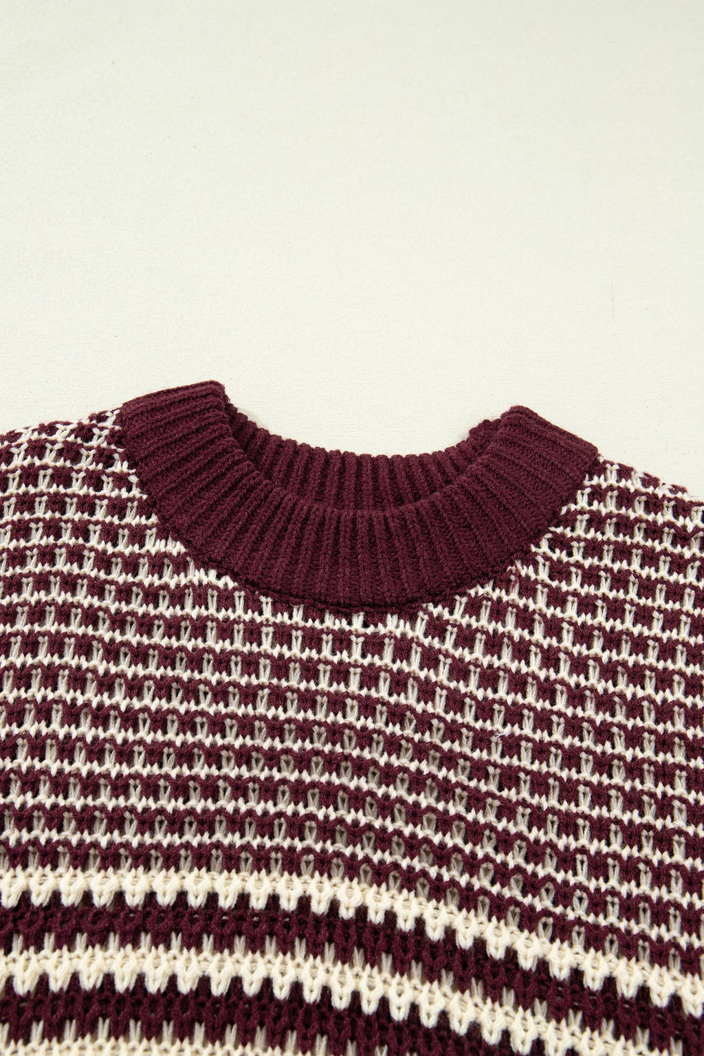 Stripe Draped 3/4 Sleeve Slouchy Sweater