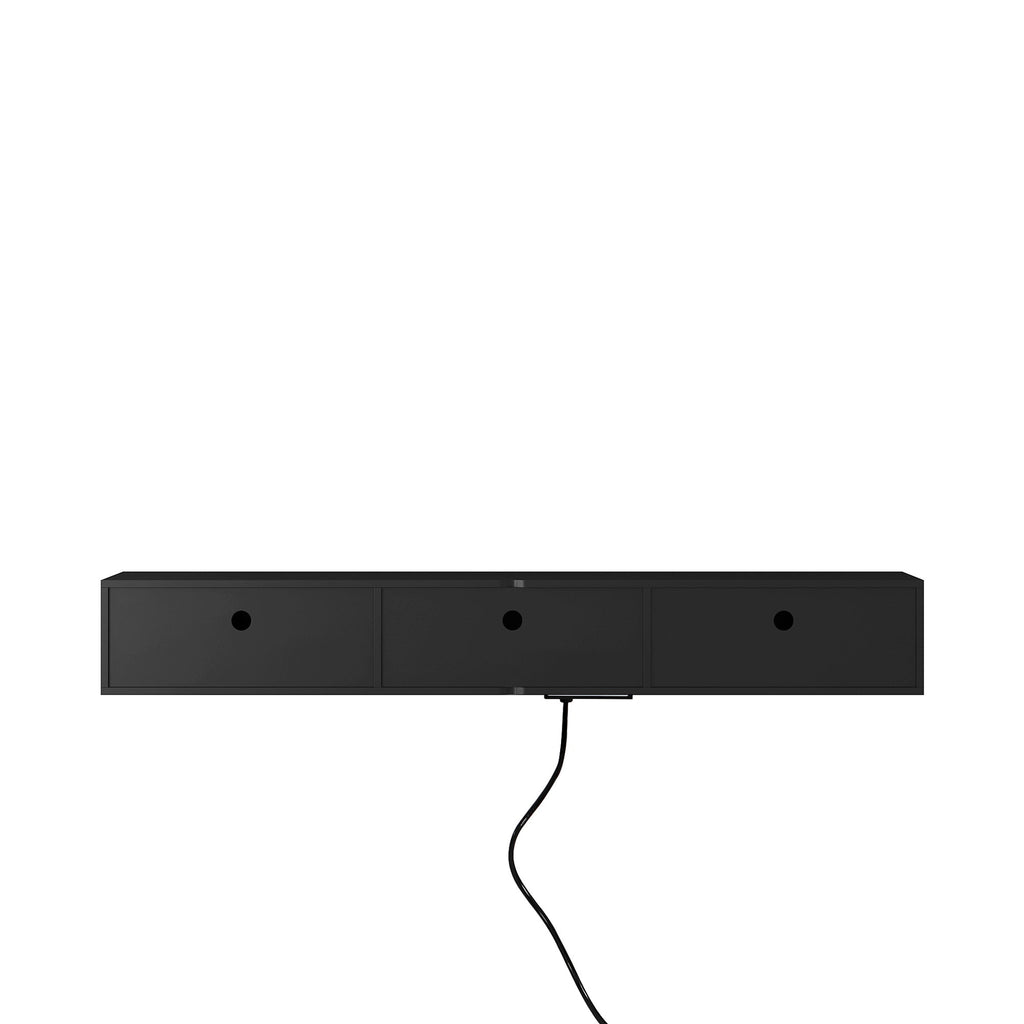 Floating TV Stand, Wall Mounted TV Shelf with Led Lights & Power Outlet,High Gloss TV Cabinet for Black tv Stands for Living Room