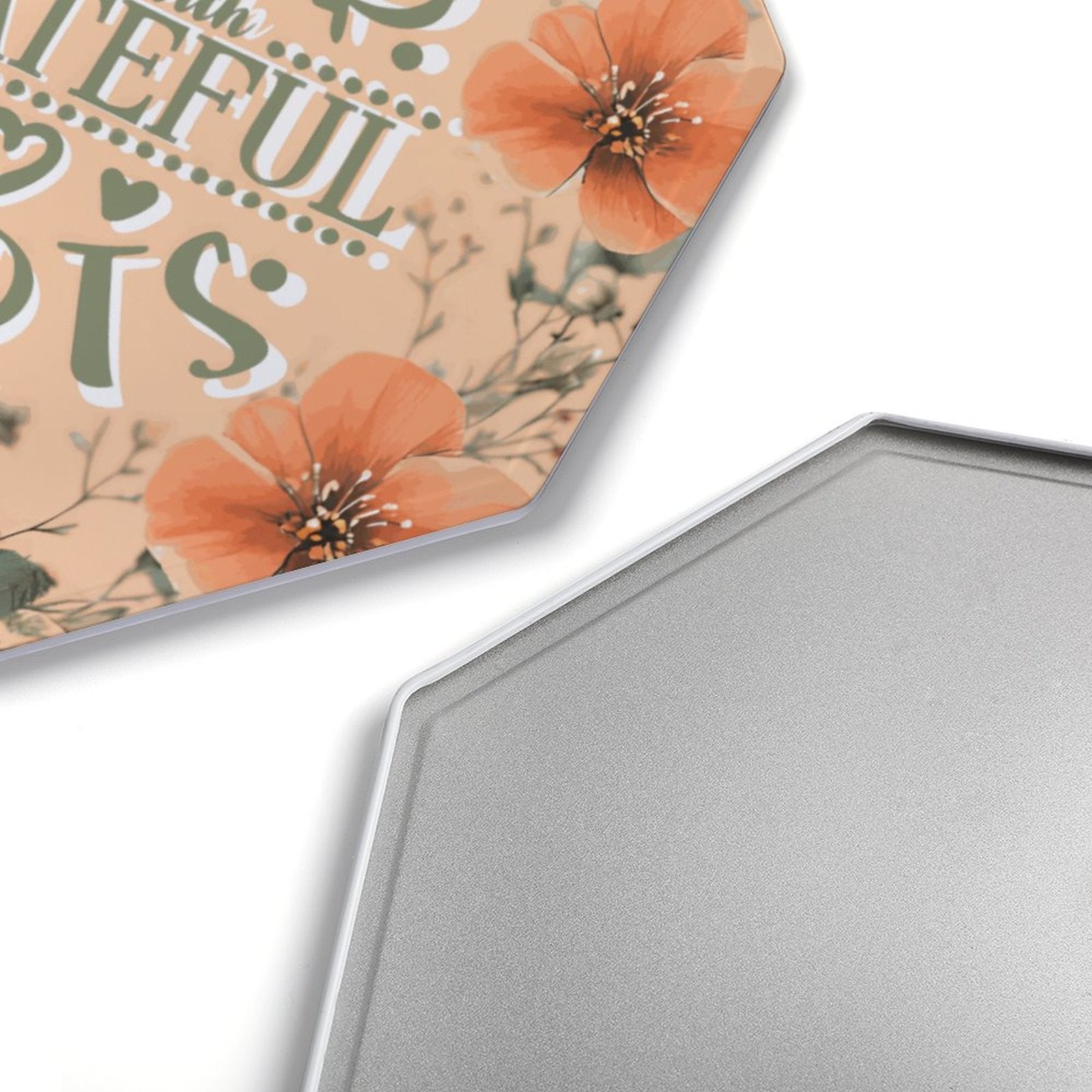 Gather Here with Grateful Hearts Orange Octagonal Metal Decorative Sign - 12"x12"