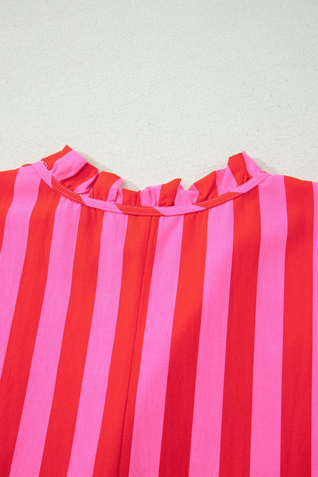 Plus Size Stripe Frilled Collar Button Mini Dress