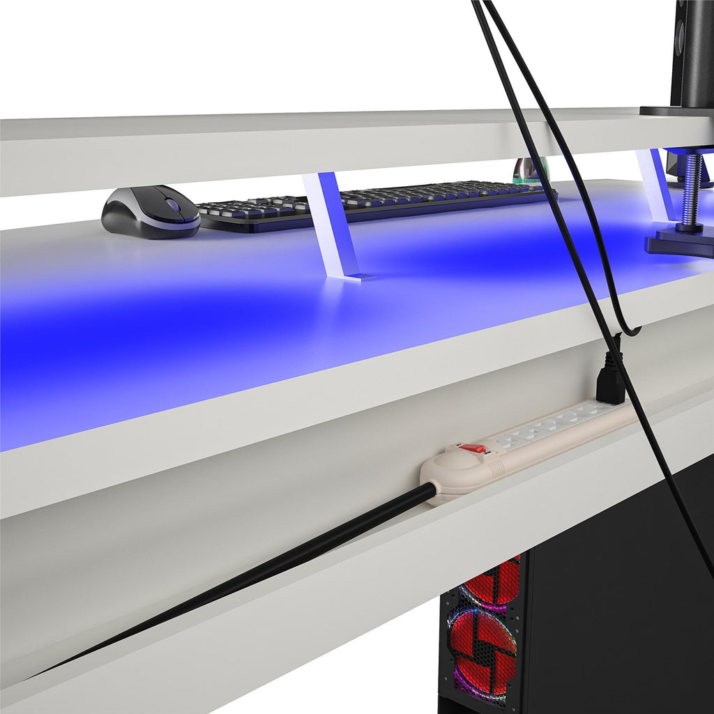 Xtreme Gaming Desk with Riser, White