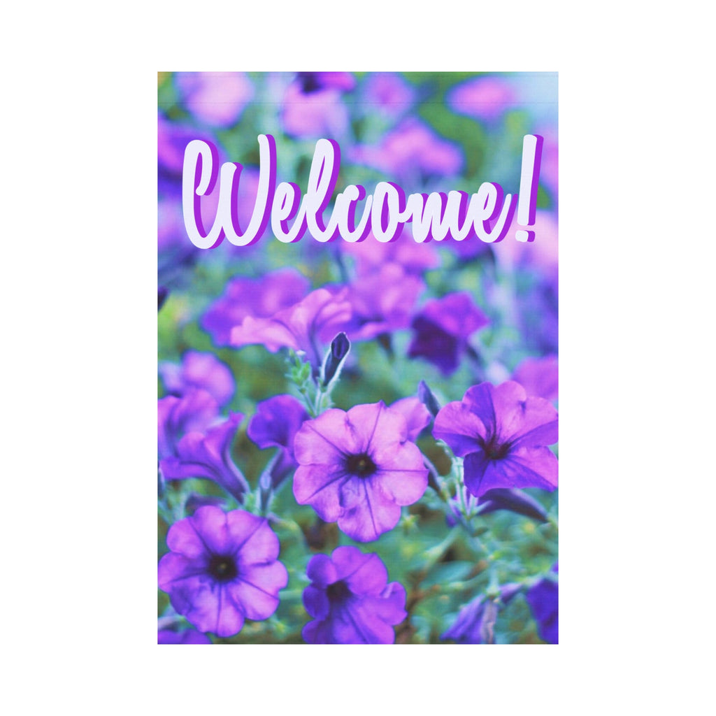 Welcome Purple Flowers Garden Flag 28" x 40"（Made in USA）