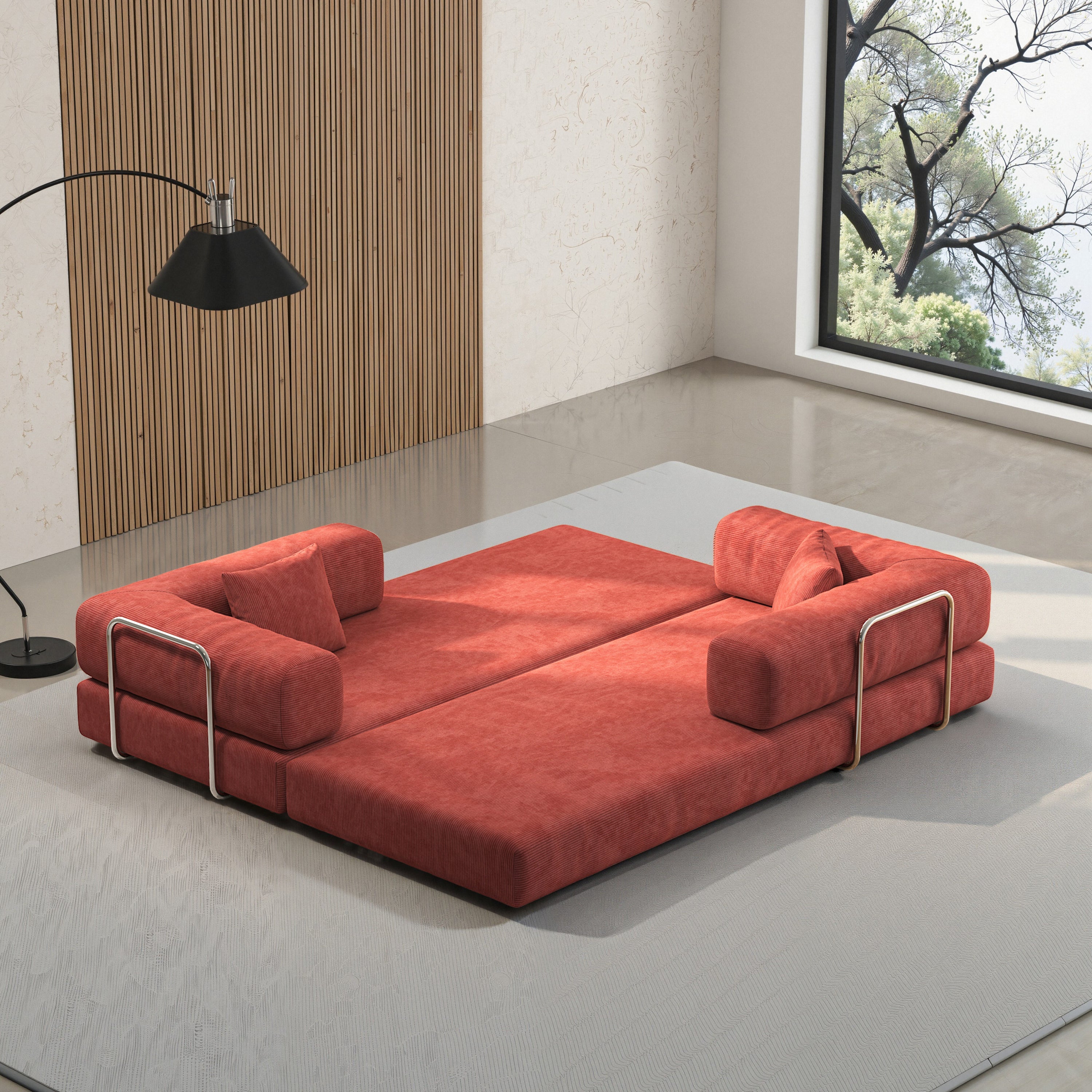78.8inch  Modular Sectional Sofa, Convertible Pudding Block Sofa, Floor Standing Sofa Bed Arm Comfort Sofa Bed, Compression Sofa for Living Room and Bedroom -  (Orange)