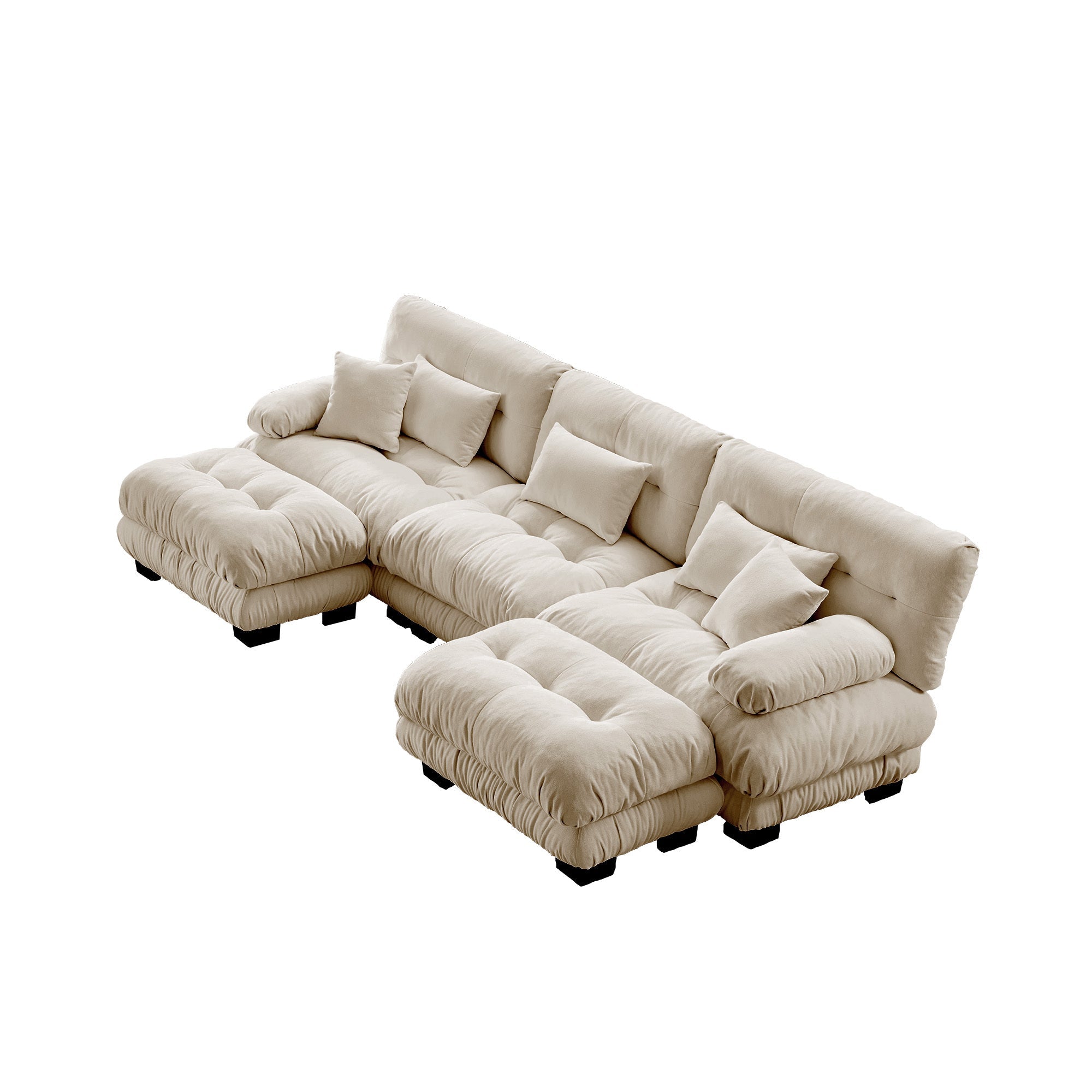 Luxury Modular Sectional Sofa Couch - Oversized U Shaped Cloud Couch for Living Room,Deep Seat Sofa Couch with 2 Ottomans ,Chenille Light coffee