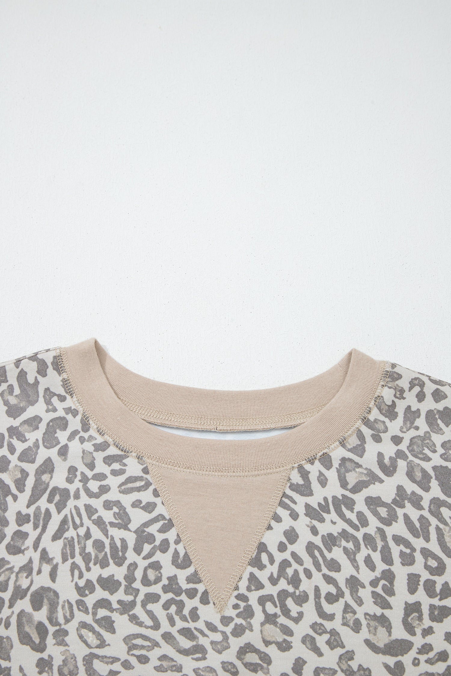 Leopard Patchwork Crew Neck Sweatshirt