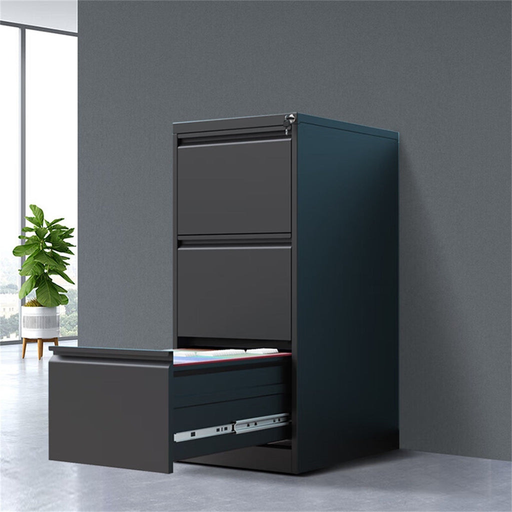 4 Drawer Vertical File Cabinet with Lock for Home Office Organizer, Black Metal Filing Cabinet, Letter/A4/Legal Size