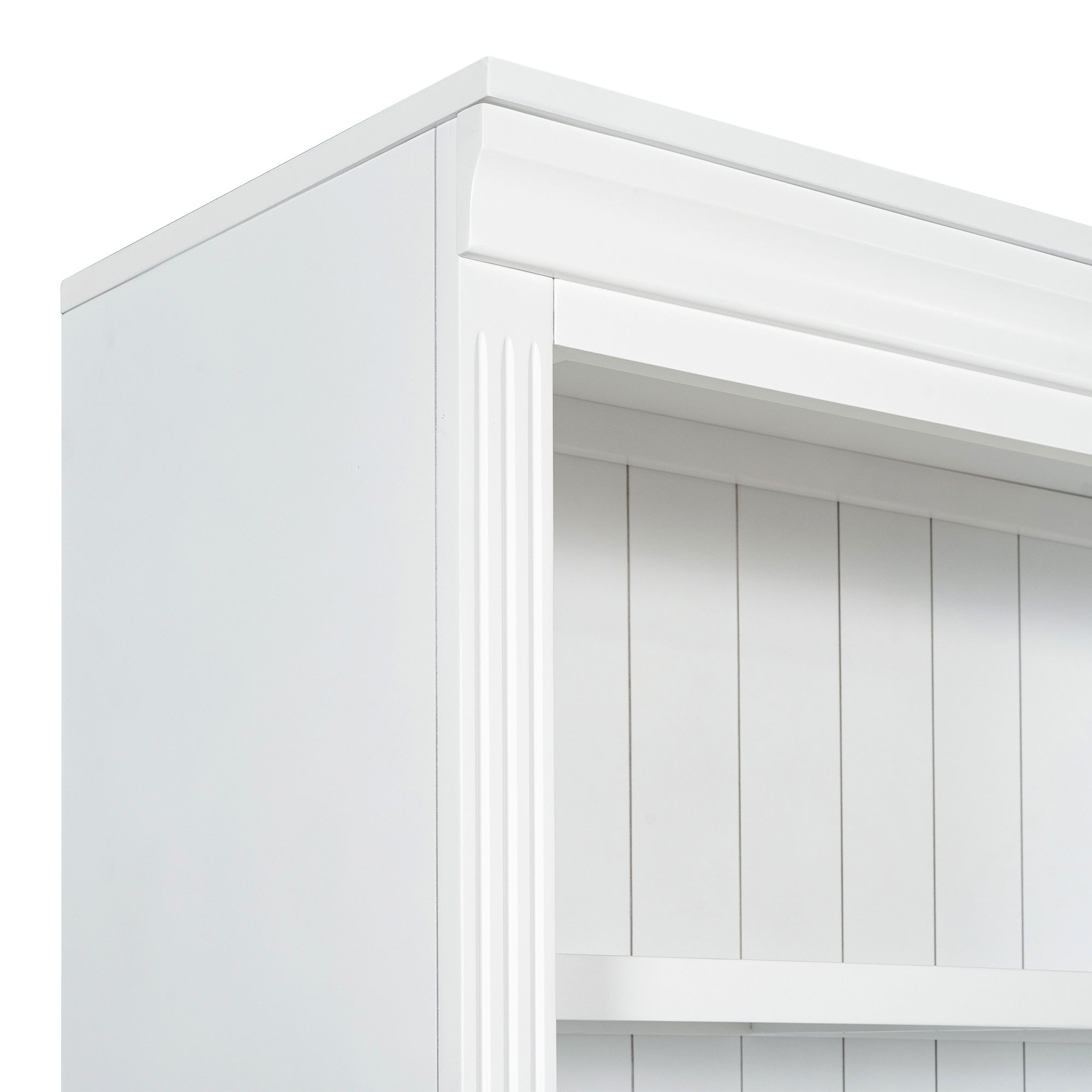 83.4'Tall Bookshelf with Writing Desk, Modern Bookcase with Study Desk, Workstation with Storage Shelf,Storage Bookcase with Open Shelves and LED Lighting for Living Room,Home Office,White
