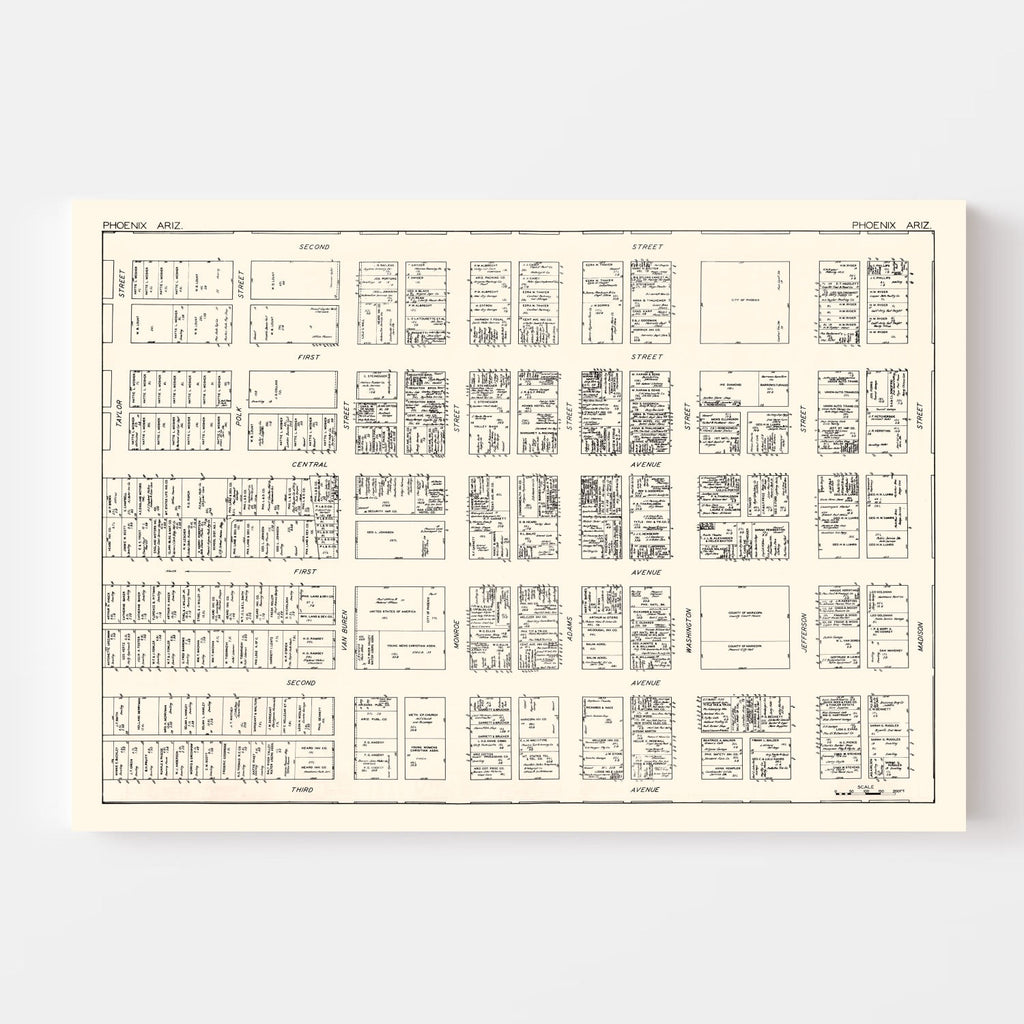 Vintage Map of Phoenix, AZ Business Section 1929