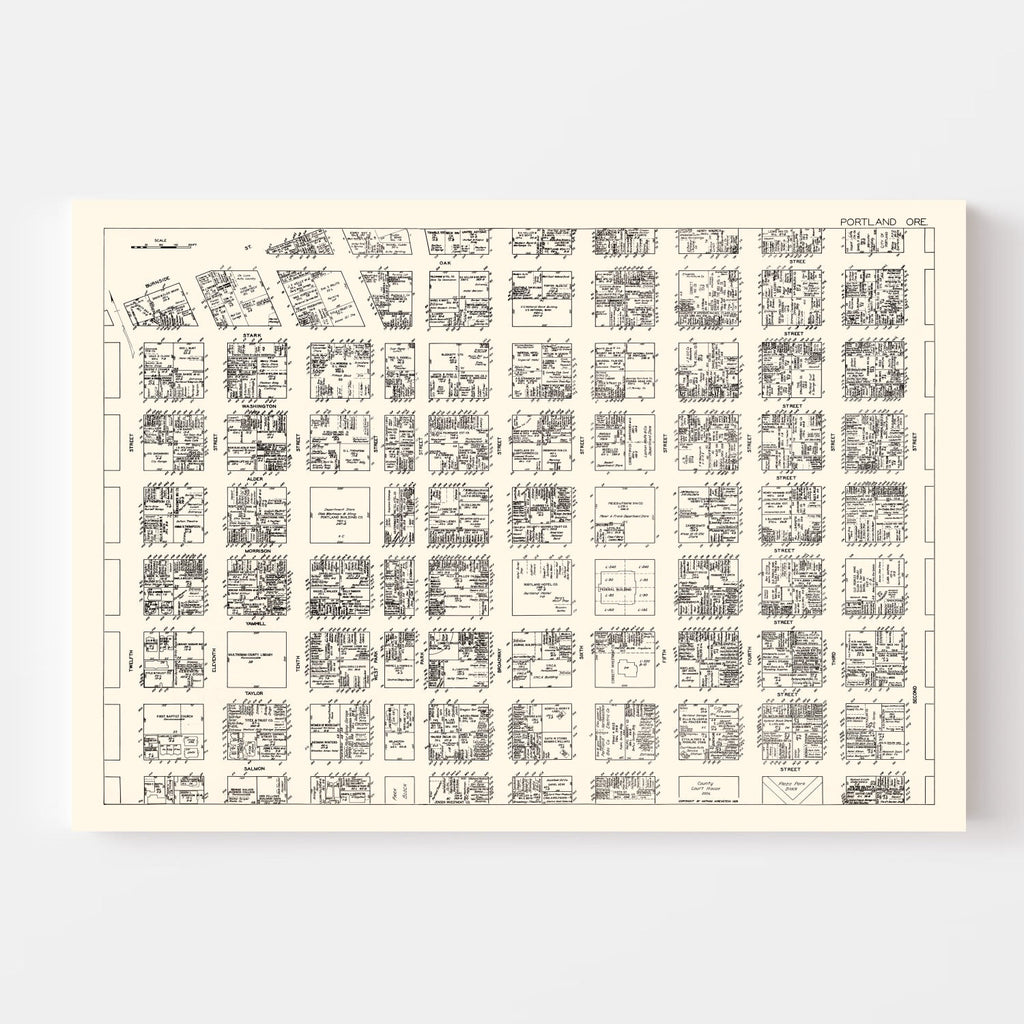 Vintage Map of Portland, OR Business Section 1929