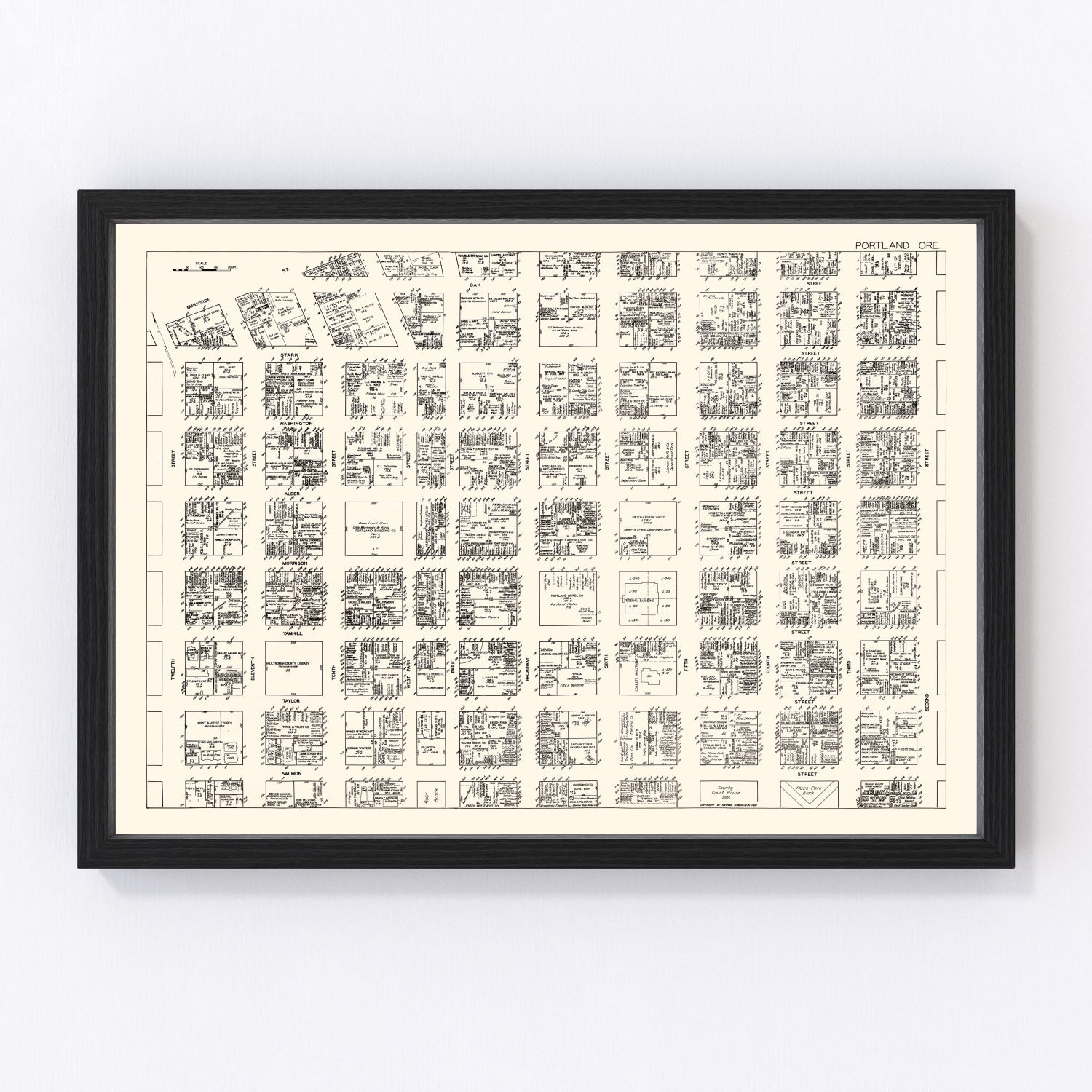 Vintage Map of Portland, OR Business Section 1929