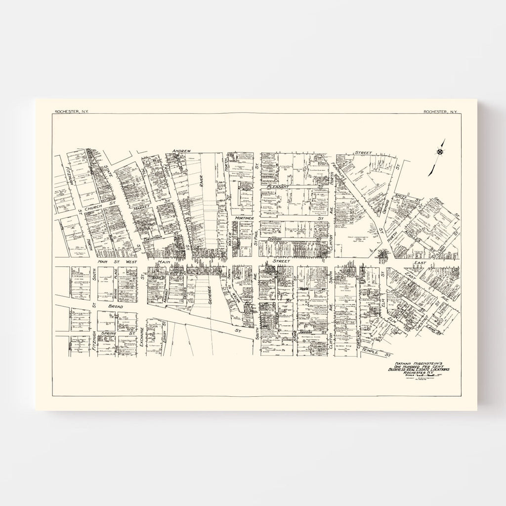 Vintage Map of Rochester, NY Business Section 1929