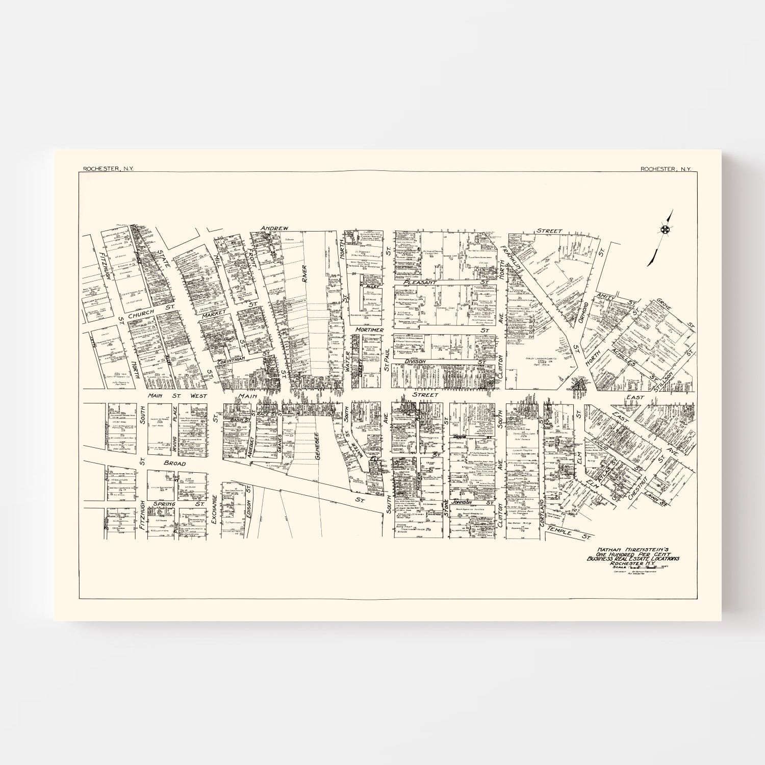 Vintage Map of Rochester, NY Business Section 1929