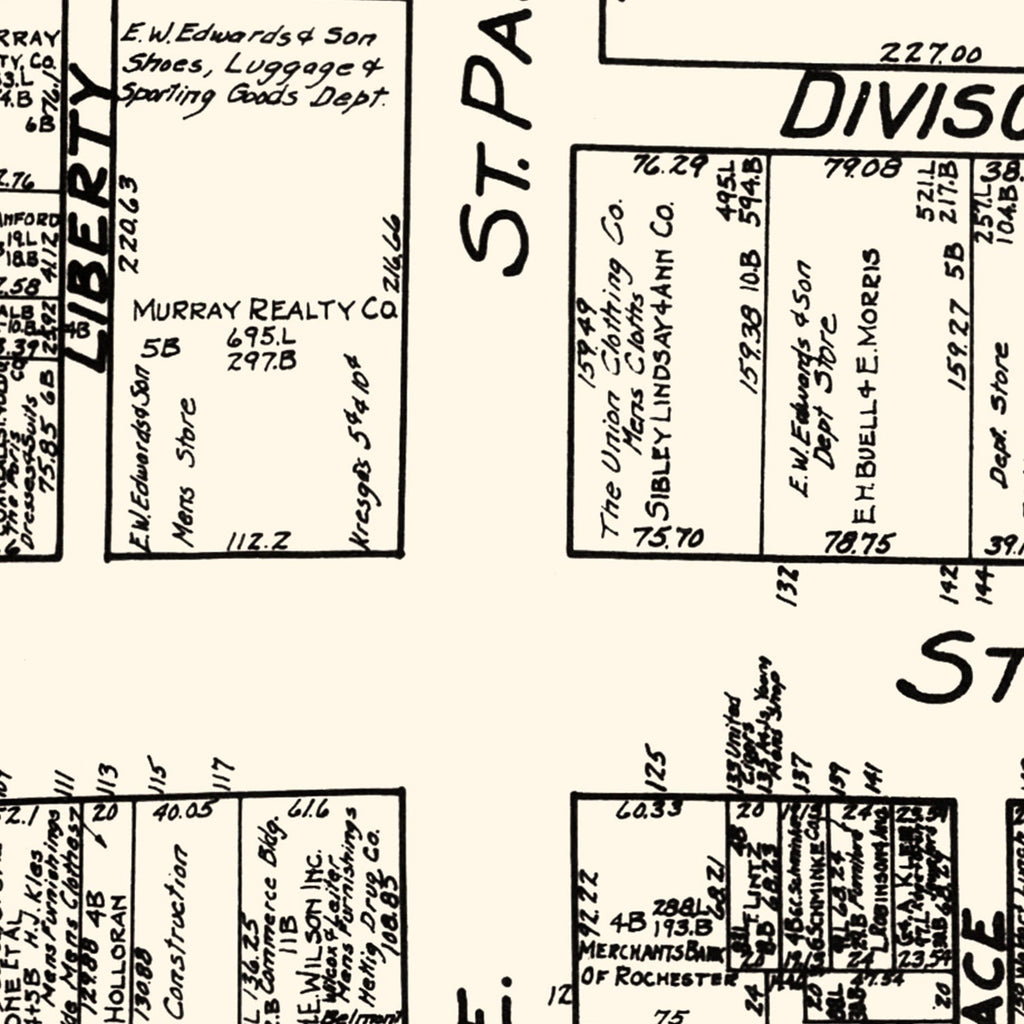 Vintage Map of Rochester, NY Business Section 1929