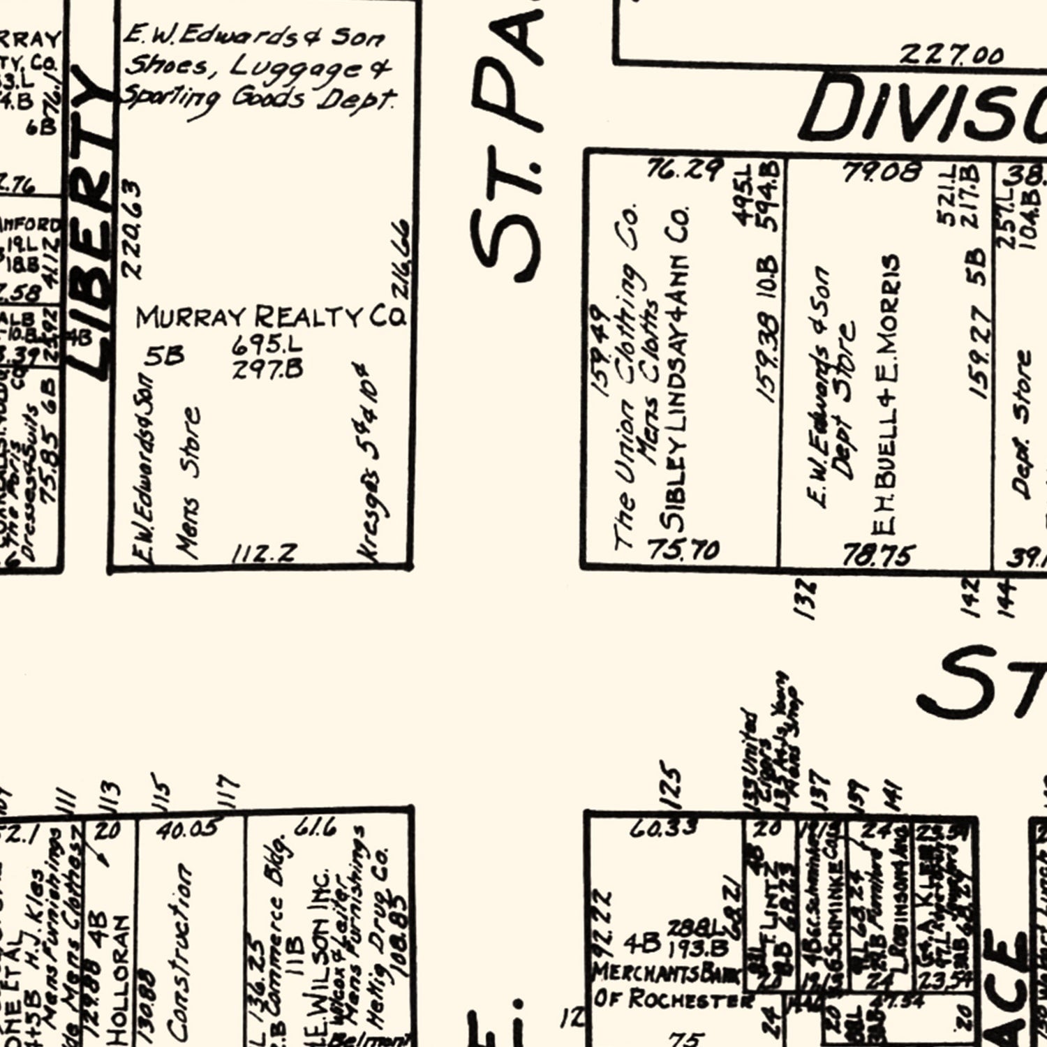 Vintage Map of Rochester, NY Business Section 1929